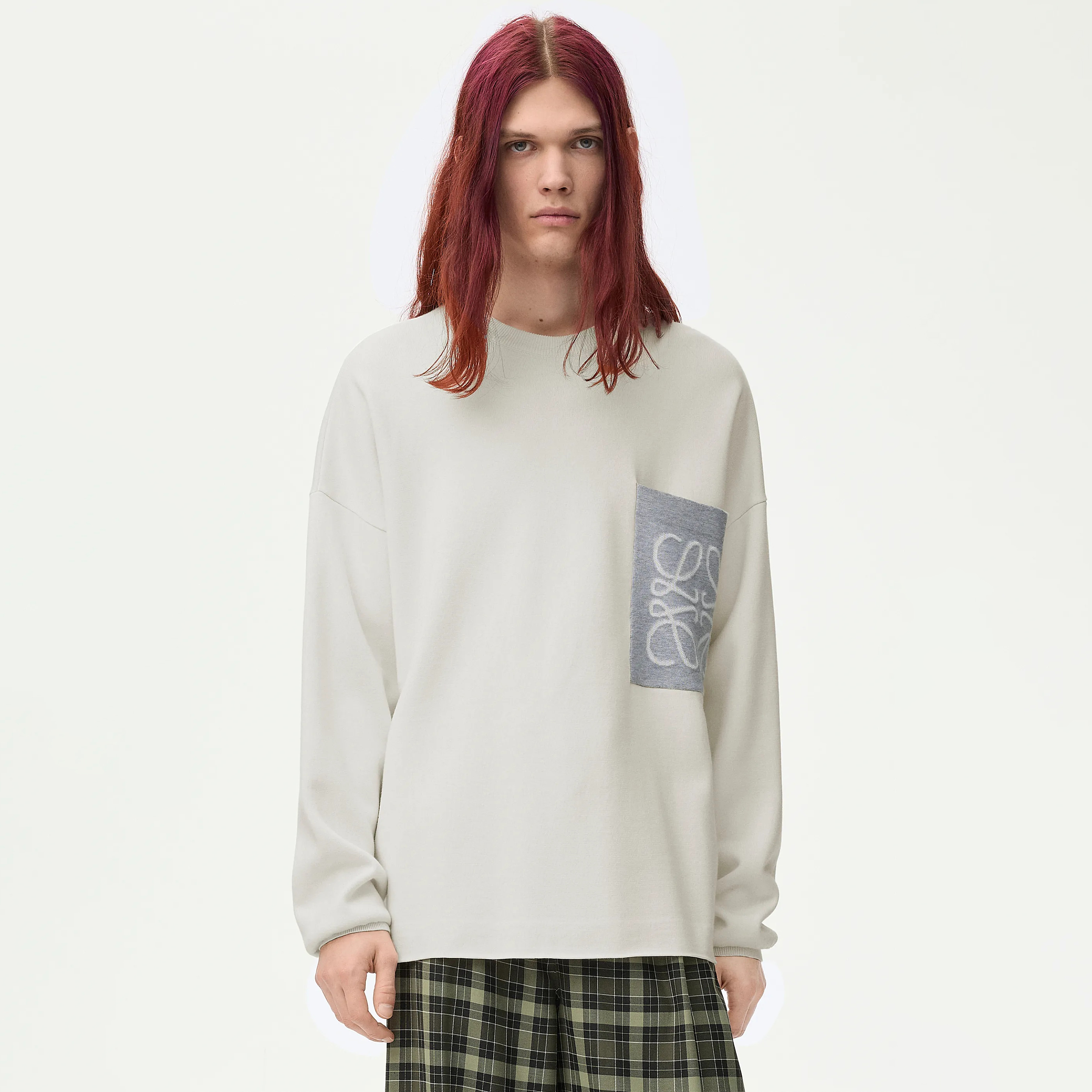 NIGO Loewe Men's And Women's Spring/fall Fashion Casual Crewneck Pullover Two Tone Patchwork Logo Knit Sweatshirt #nigo79248