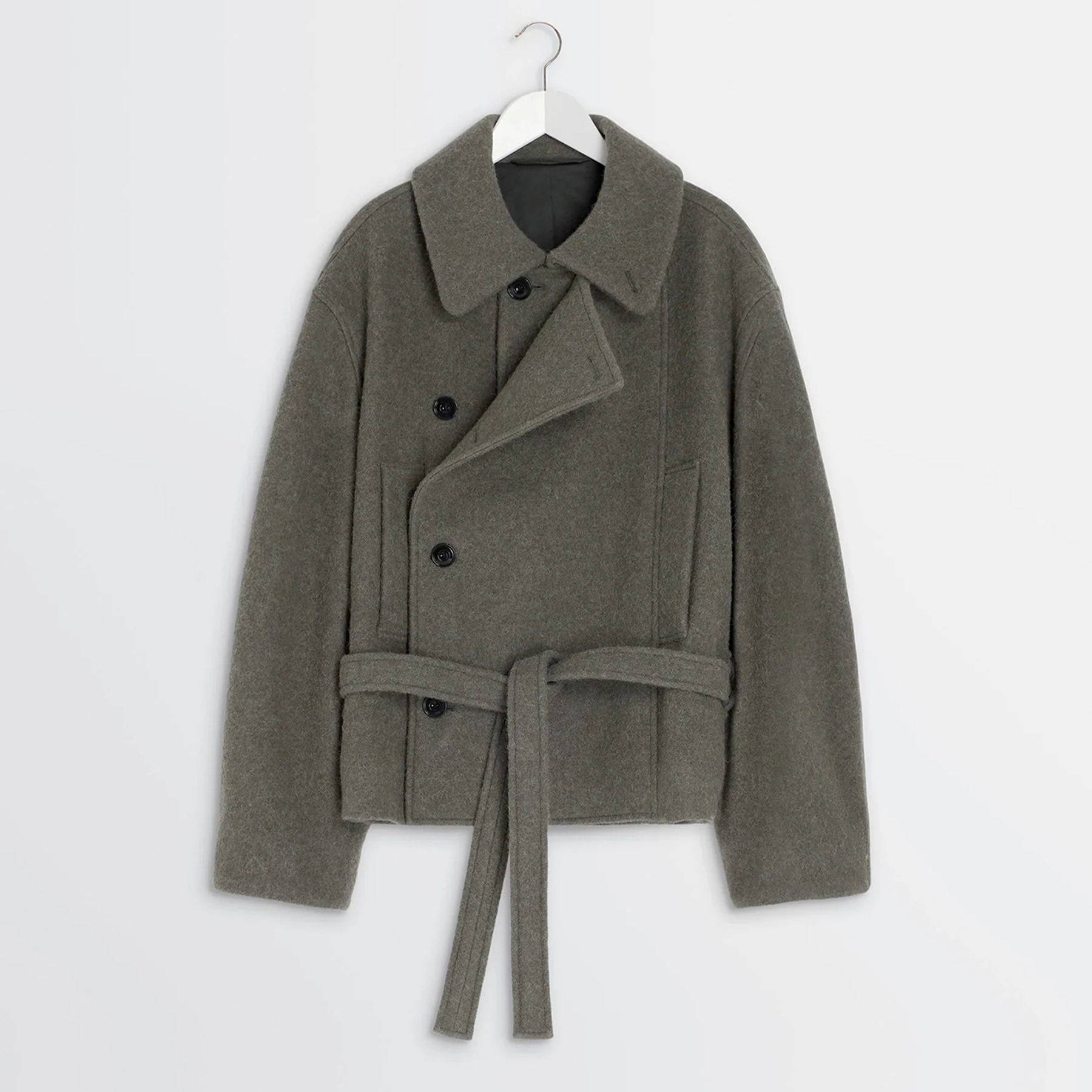 NIGO Lemaire Women's Fall And Winter Gray Lapel Short Large Fashion Trend Elegant Double-breasted Belt Temperament Jacket Ngvp #nigo2625