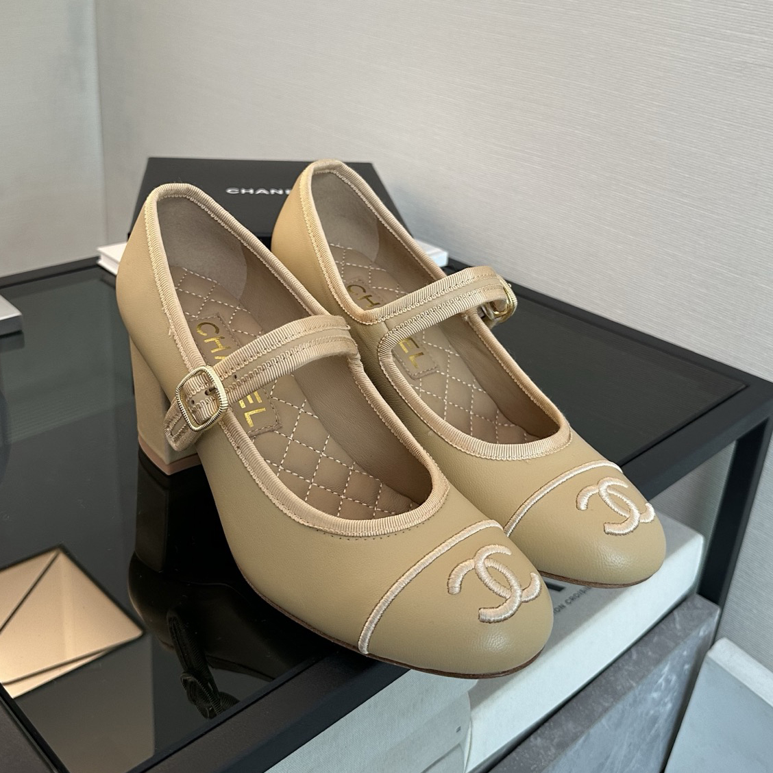 NIGO Chanel Women's Spring/Fall Fashion Classic Round Toe Slip On Solid Color Chunky Heel Buckle Mary Jane Shoes Casual Shoes #nigo79251