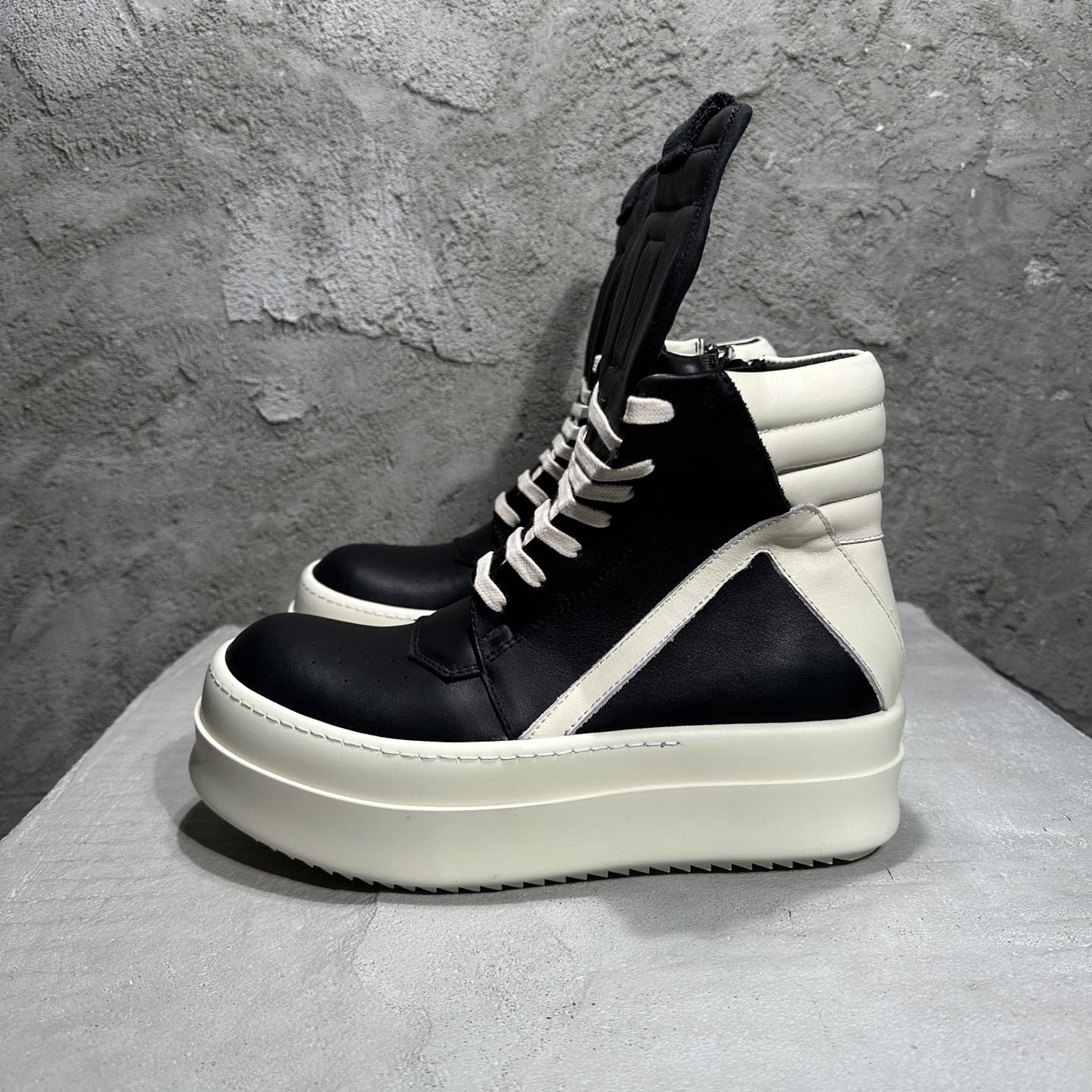 NIGO Rick Owens Men's And Women's Fall/winter Fashion Casual Round Toe Lace Up High Top Thick Sole Side Zip Sneakers Shoes #nigo79252