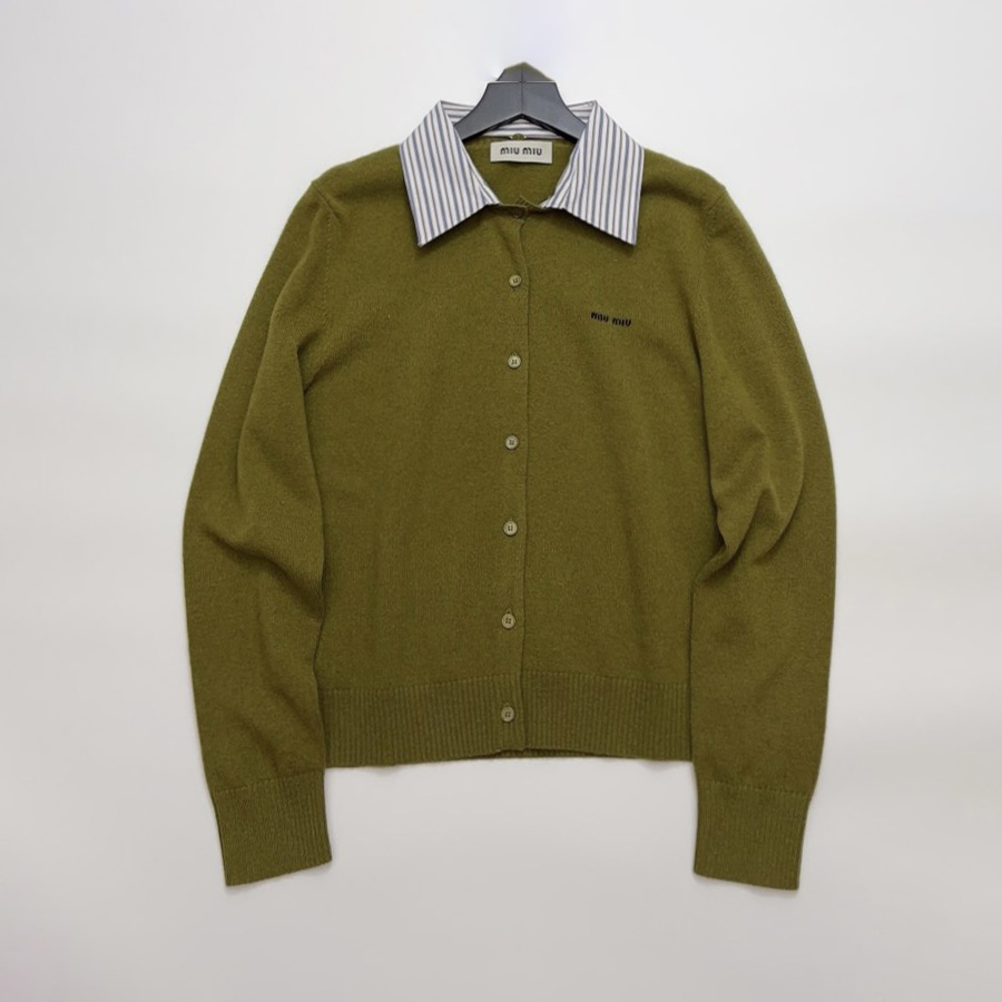 NIGO MiuMiu Women's Fall/Winter Fashion Classic Solid Color Lapel Single Breasted Solid Color Knit Long Sleeve Cardigan #nigo79241