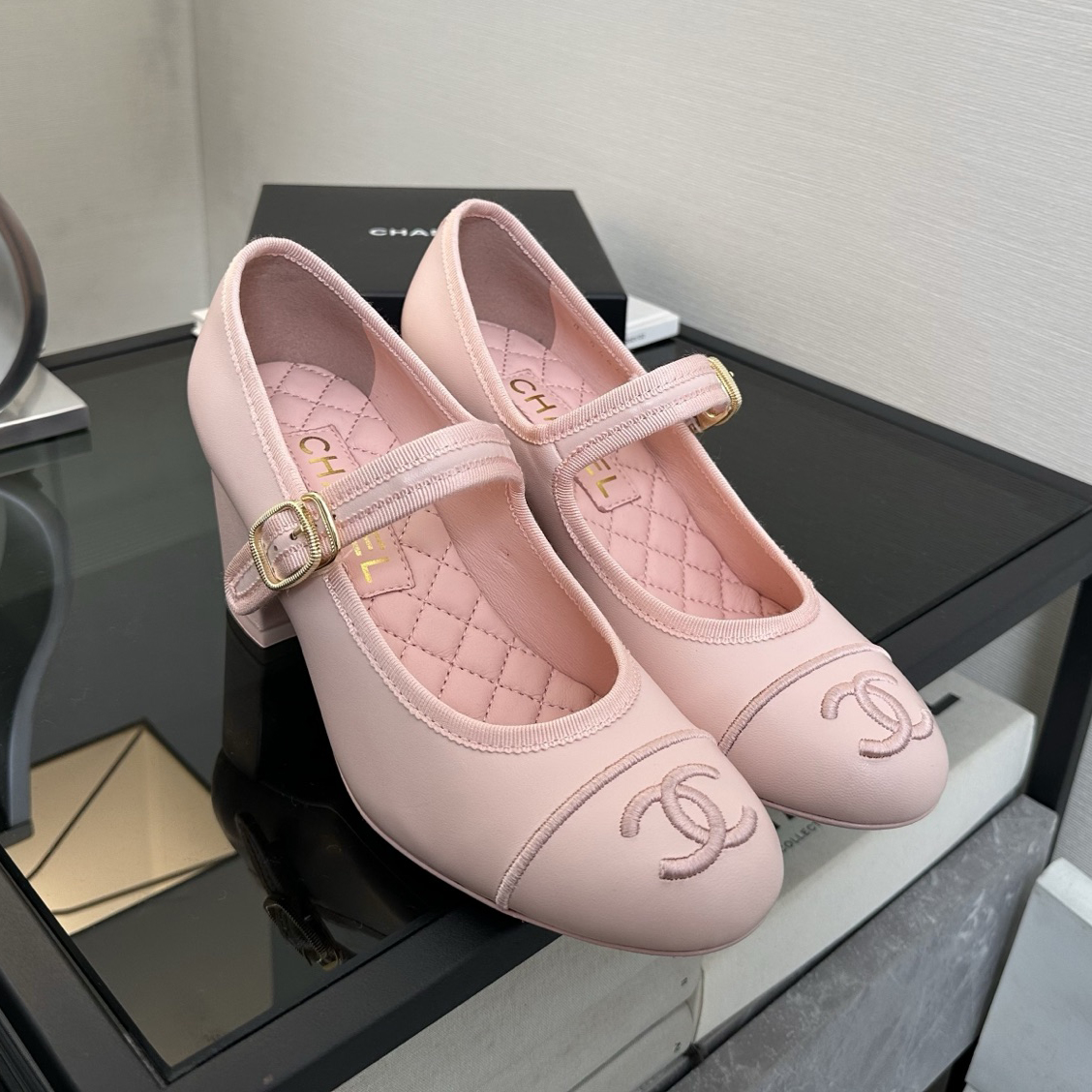 NIGO Chanel Women's Spring/Fall Fashion Classic Round Toe Slip On Solid Color Chunky Heel Buckle Mary Jane Shoes Casual Shoes #nigo79251