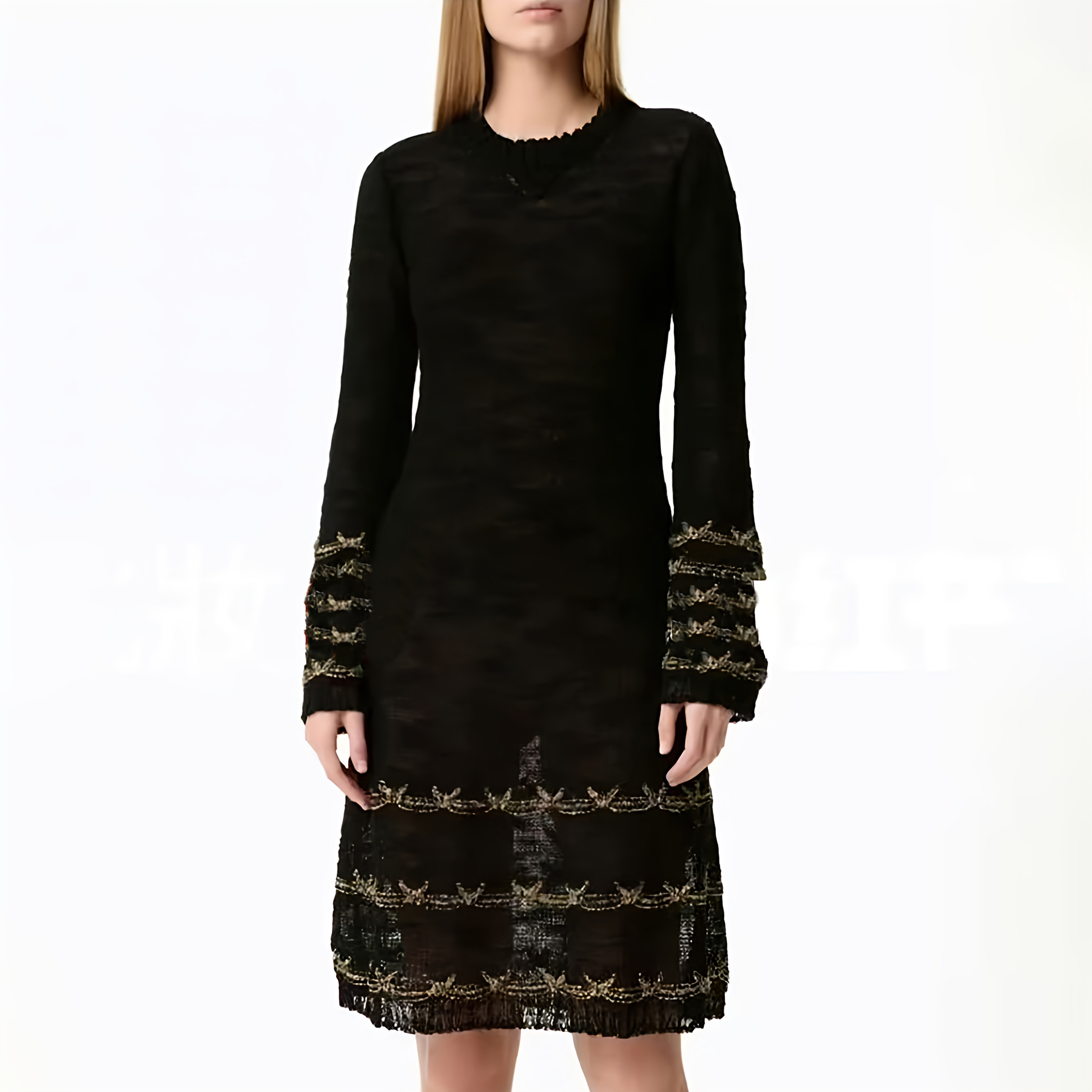 NIGO Chanel Women's Fall And Winter Embroidery Slightly Transparent Knitted Dress Butterfly Elegant Long-sleeved Mid-length Dresses Thin Temperament Ngvp #nigo2626