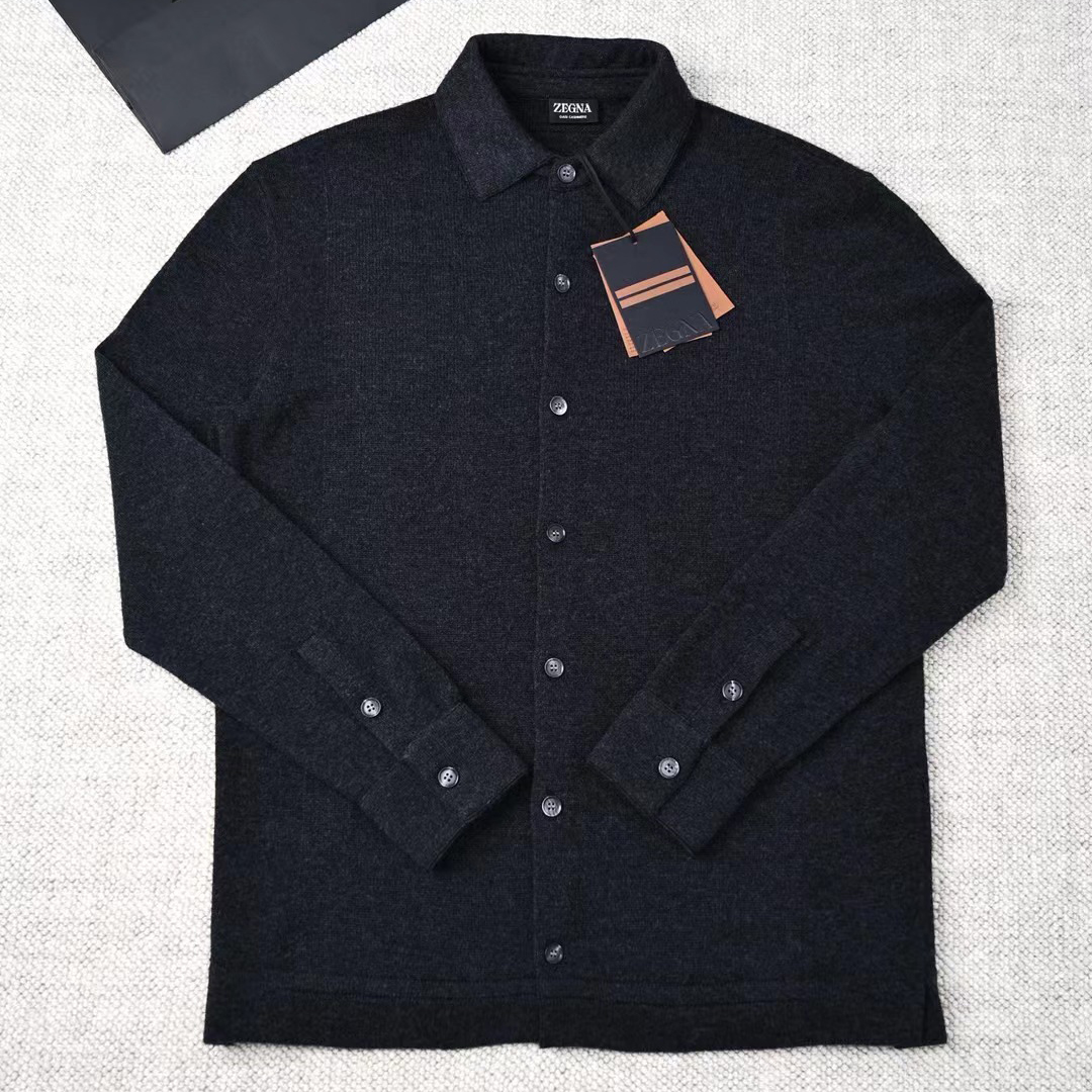 NIGO Ermenegildo Zegna Men's Spring, Summer, Autumn Cashmere Silk Lapel Long Sleeved Single Breasted Solid Color Shirt Ngvp #nigo2564