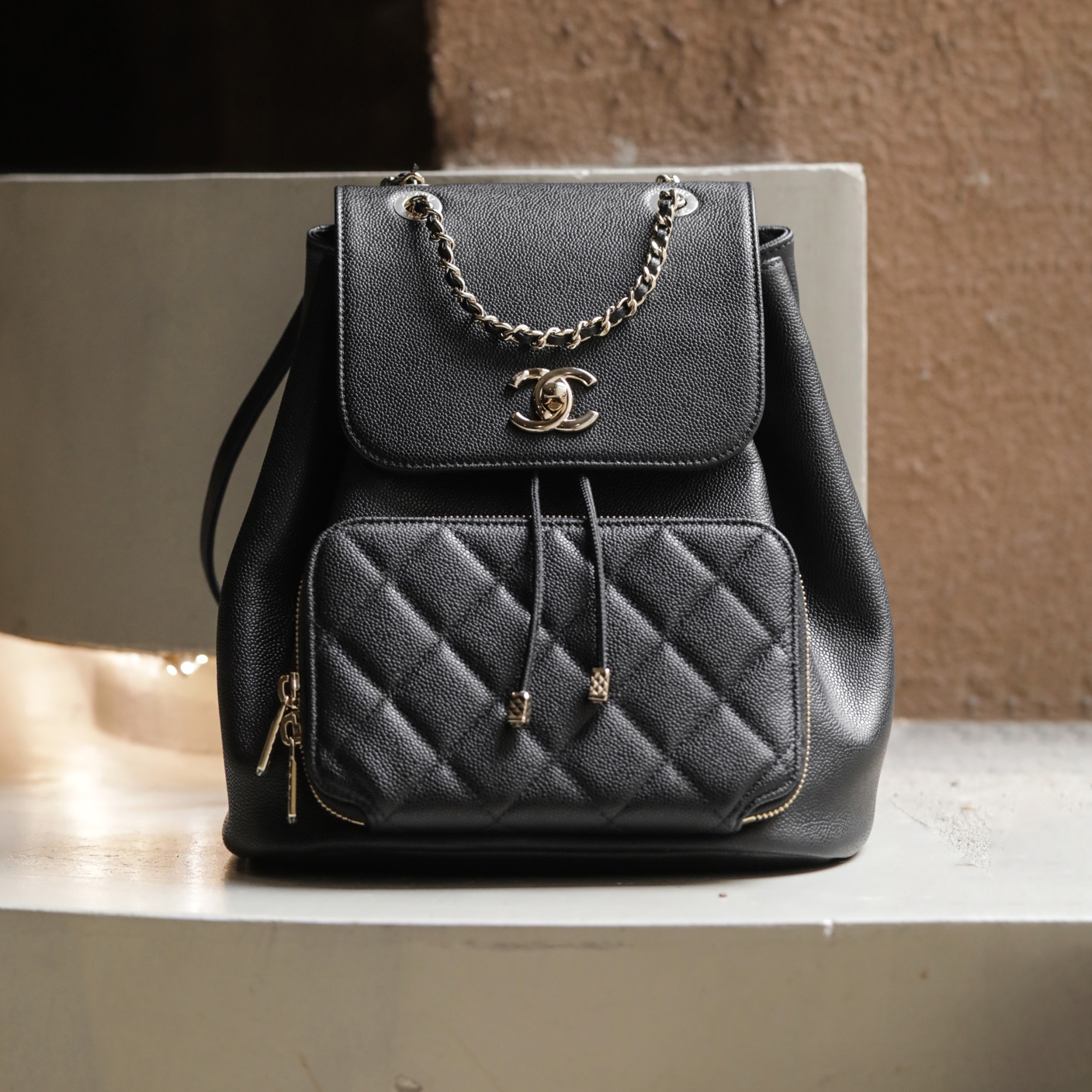 NIGO Chanel Women's Classic Solid Color Vintage Diamond Quilted Leather Zipper Flap Chain Backpack Bag Bags#nigo79235