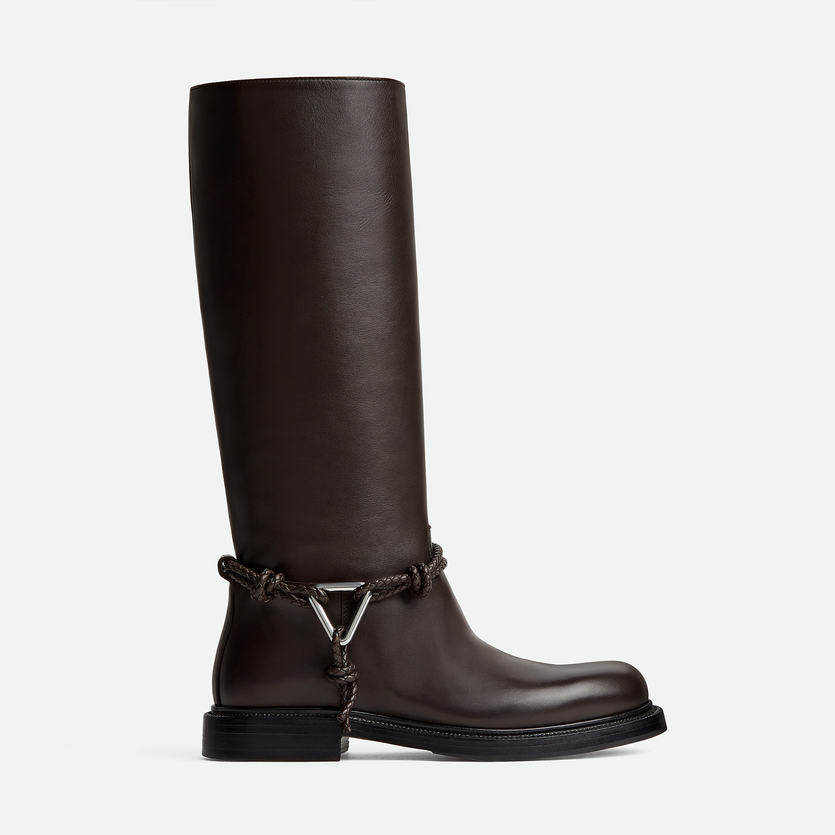 NIGO Bottega Veneta Women's James Knee-High Boots Solid-Color Leather Round-Toe Knee-High Boots Chunky Heel Casual Shoes Ngvp #nigo2574