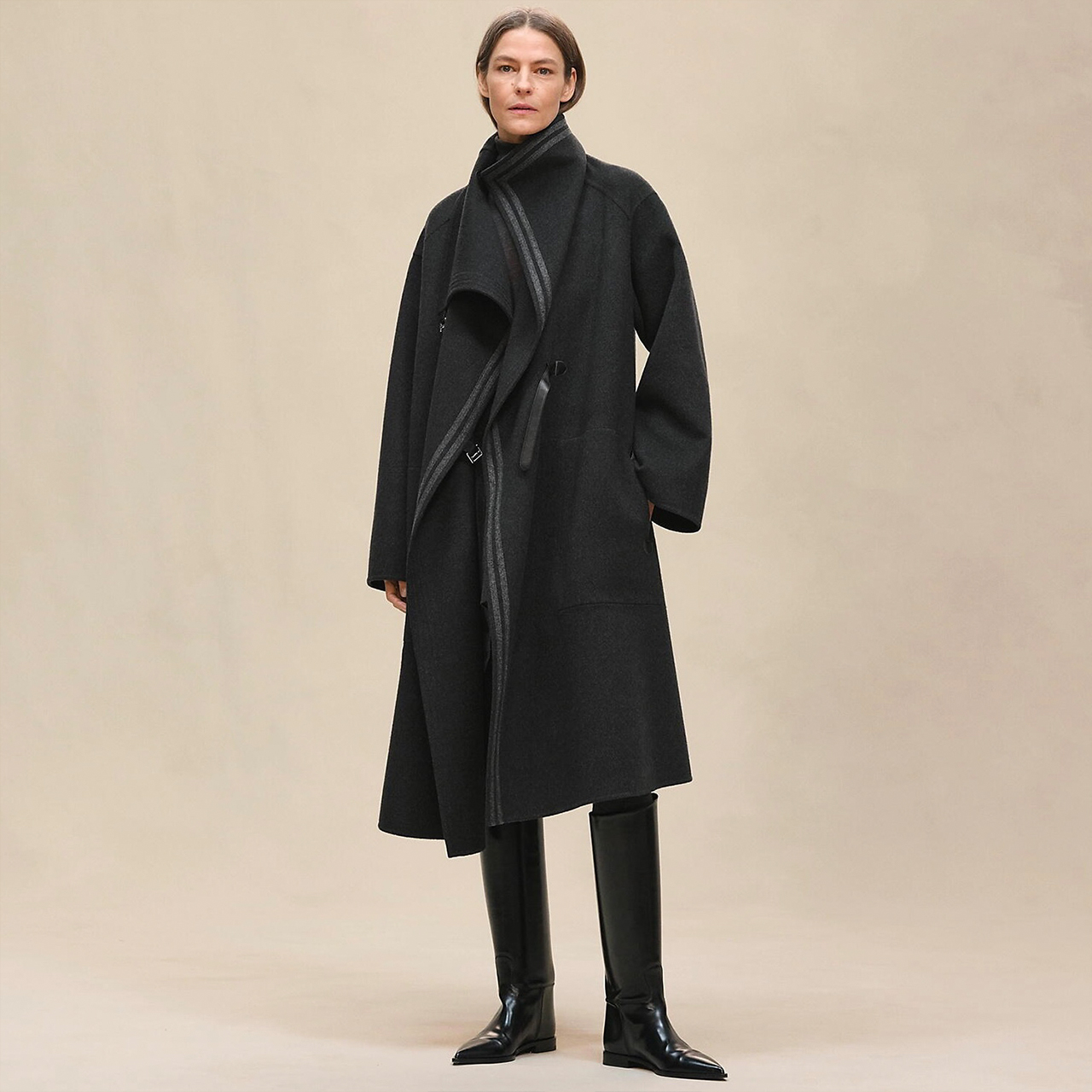 NIGO Hermes Men's And Women's Reversible Double-Faced Wool-Cashmere Blend Stand Collar Long Coat Jacket Ngvp #nigo2578