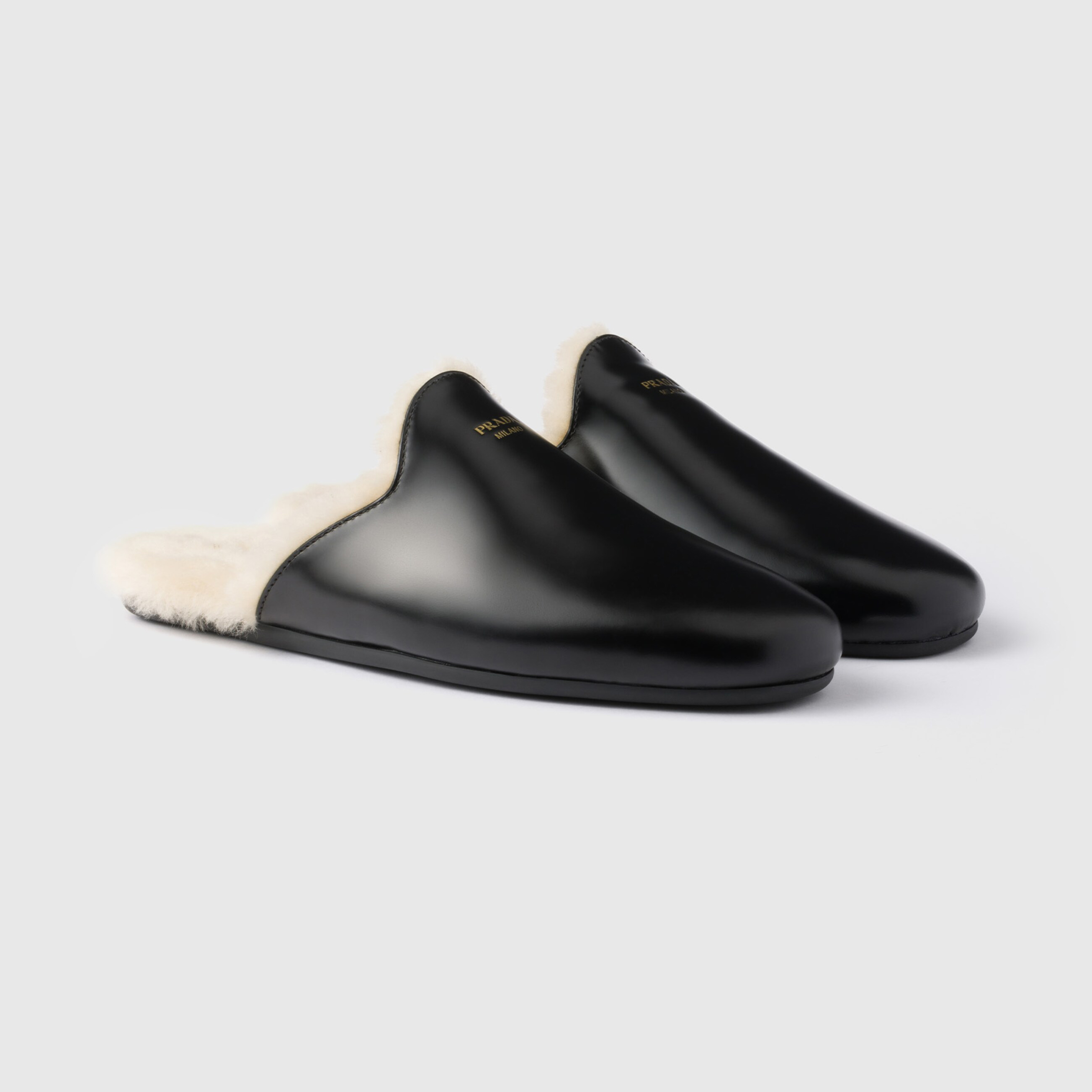 NIGO Prada Women's Fall/winter Fashion Casual Round Toe Slip On Leather Suede Fleece Lined Mule Shoes Half Slip On Slippers Shoes #nigo79259