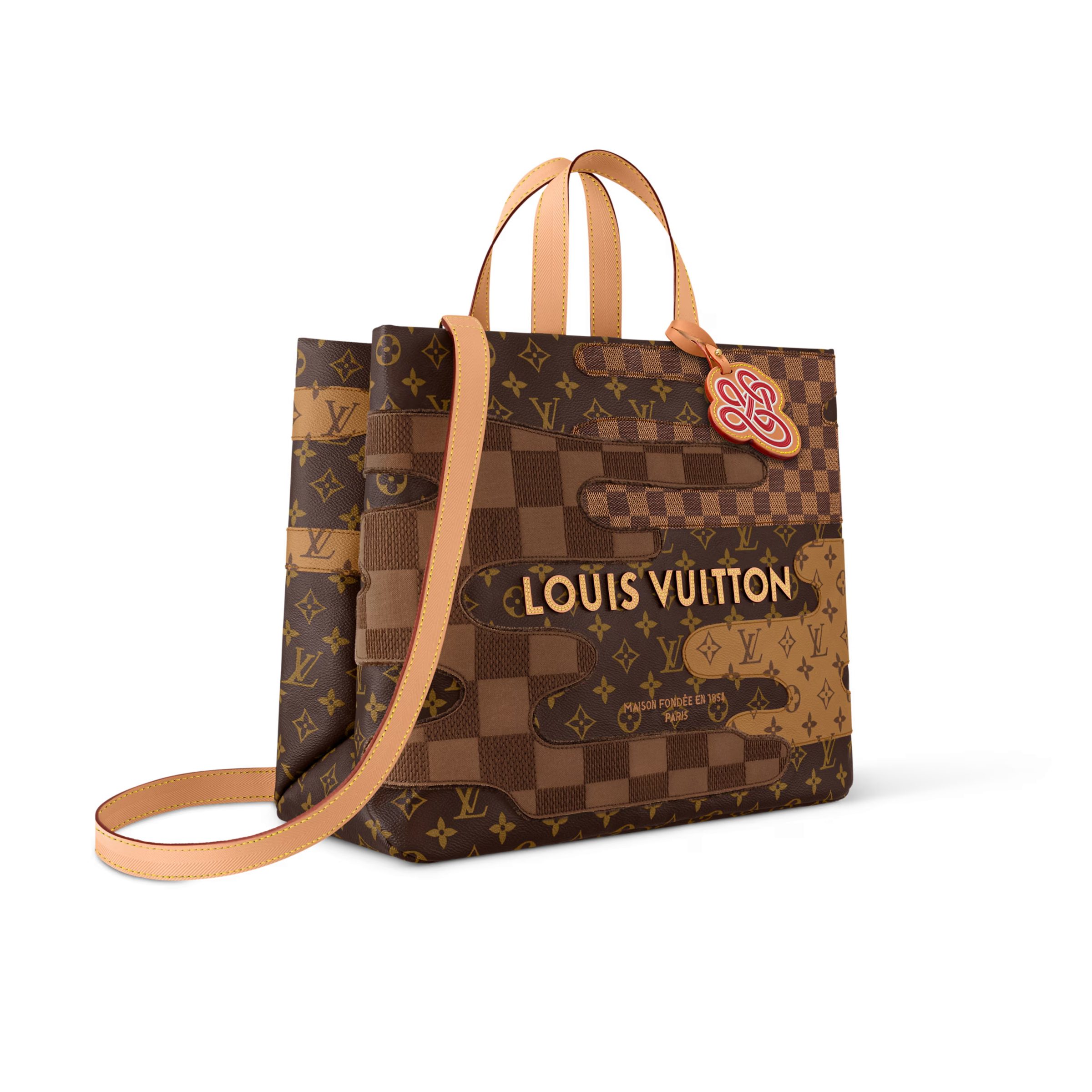 NIGO Louis Vuitton MM Women's Fashion Casual Classic Printed Coated Canvas Tote Bag Shopping Bag Bags M15274 #nigo79275