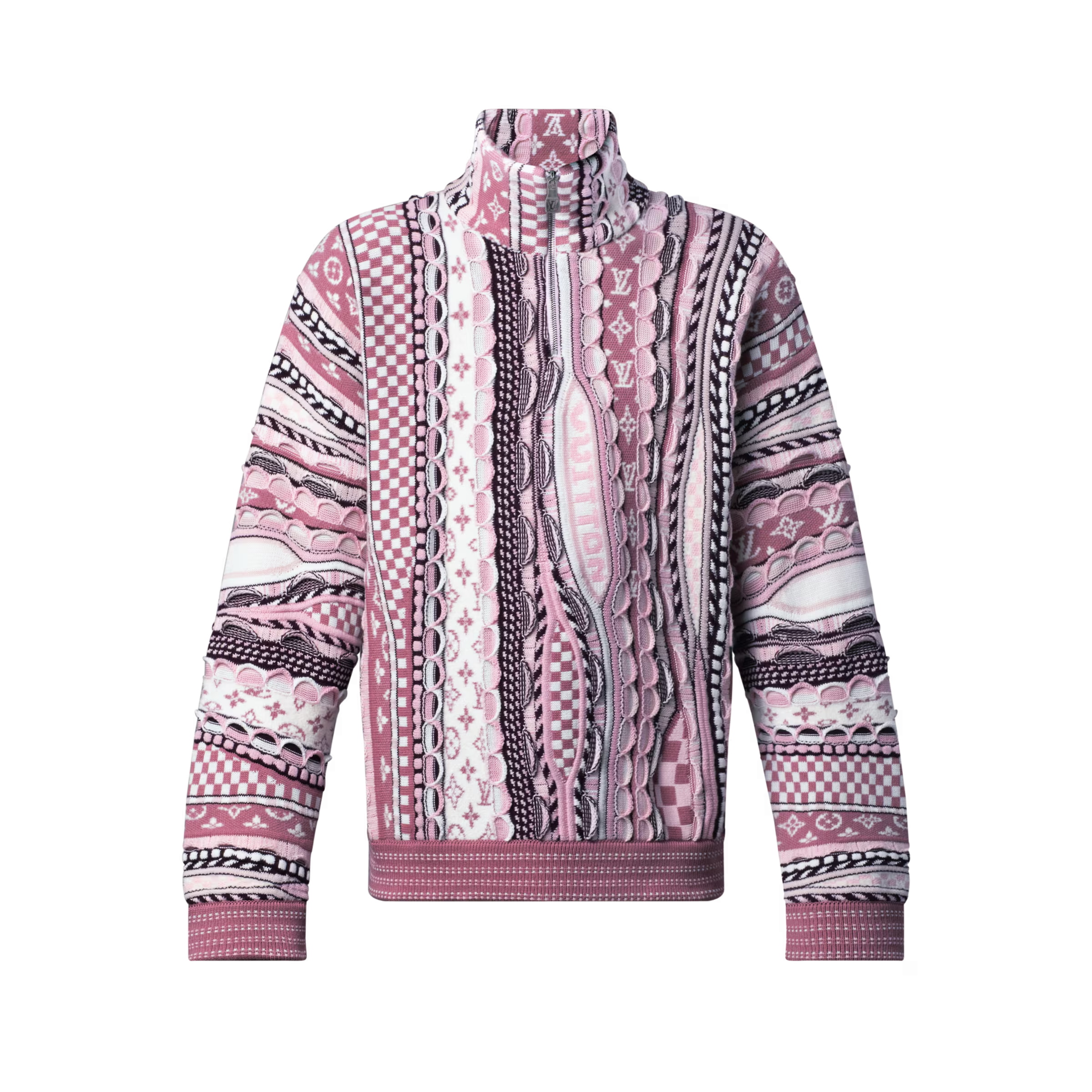 NIGO Louis Vuitton Men's And Women's Spring/fall Fashion Casual High Neck Pullover Half Zip Color Block Classic Print Sweatshirt #nigo79281