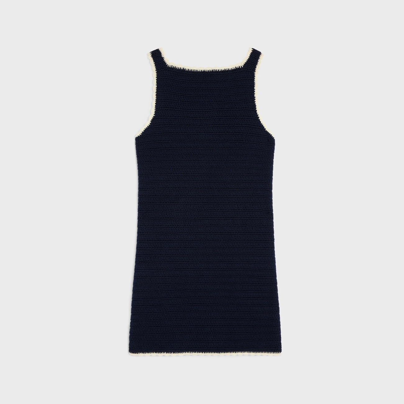 NIGO Celine Women's Summer Fashion Casual Solid Color Square Neckline Patch Pocket Sleeveless Logo Handmade Crochet Mini Dress #nigo79292