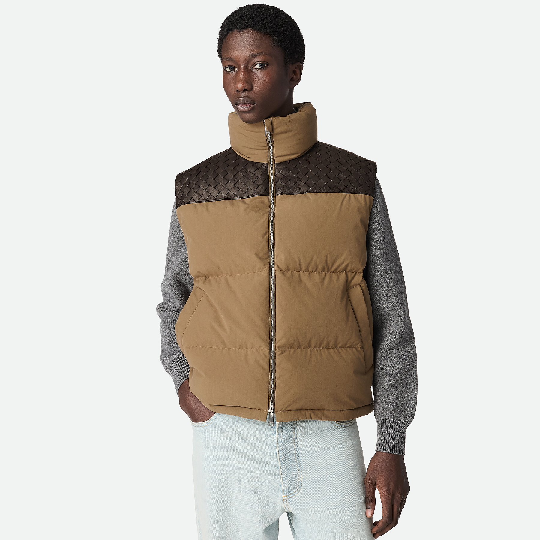 NIGO Bottega Veneta Men's Autumn/winter Frosted Poplin Puffer Gilet Sleeveless Knitted Down Jacket Fashionable Casual Vest Ngvp #nigo2629