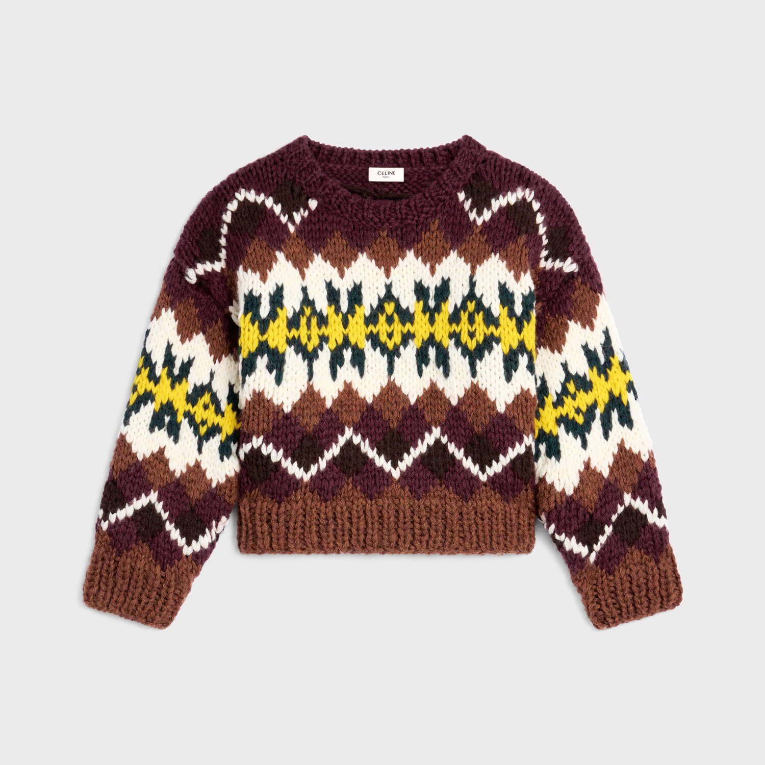 NIGO Celine TRIOMPHE Men's And Women's Autumn/winter Fashion Casual Crew Neck Pullover Fair Isle Jacquard Wool Sweater #nigo79294