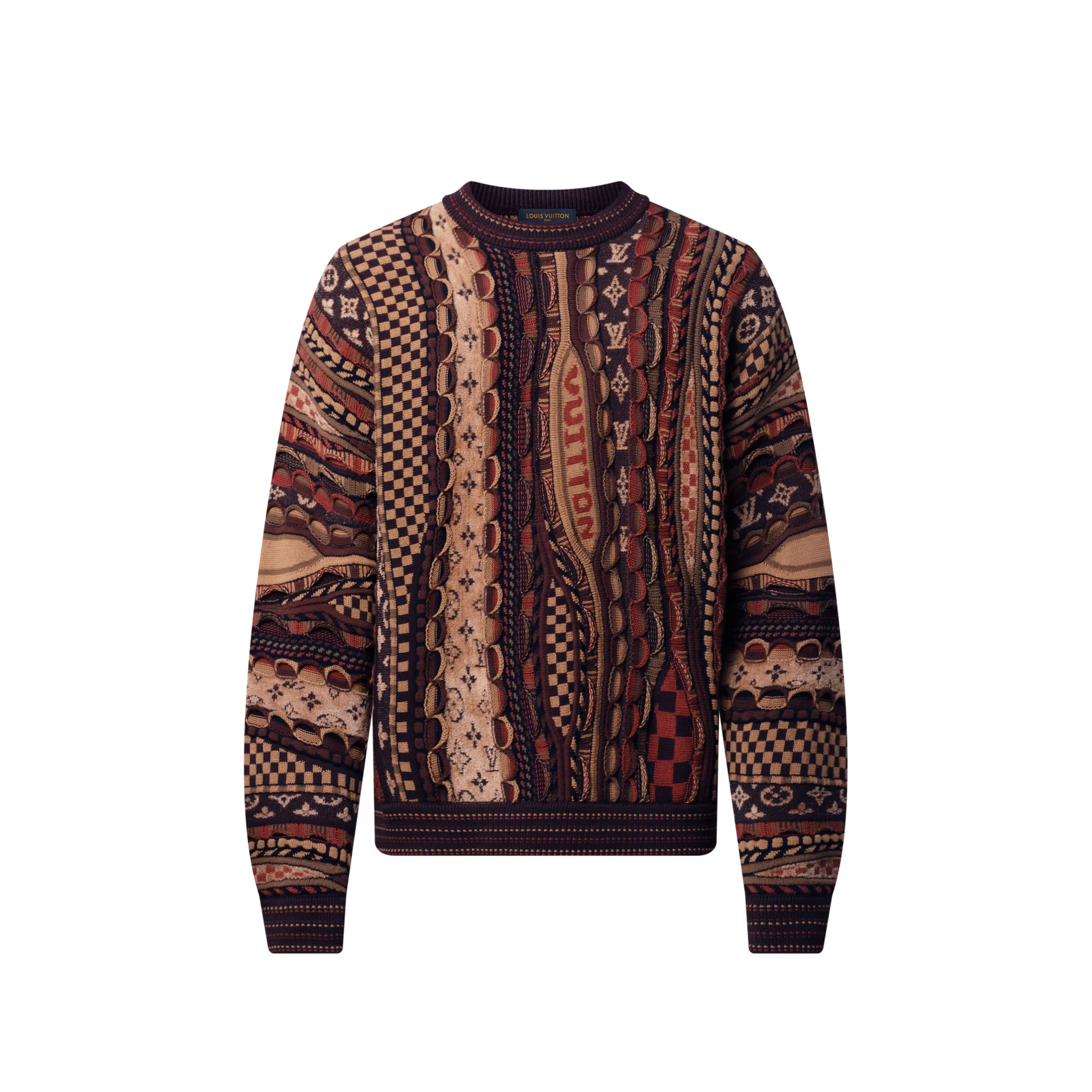 NIGO Louis Vuitton Men's Fall/Winter Fashion Casual Crewneck Pullover Ribbed Knit Wool Cotton Blend Sweater #nigo79282