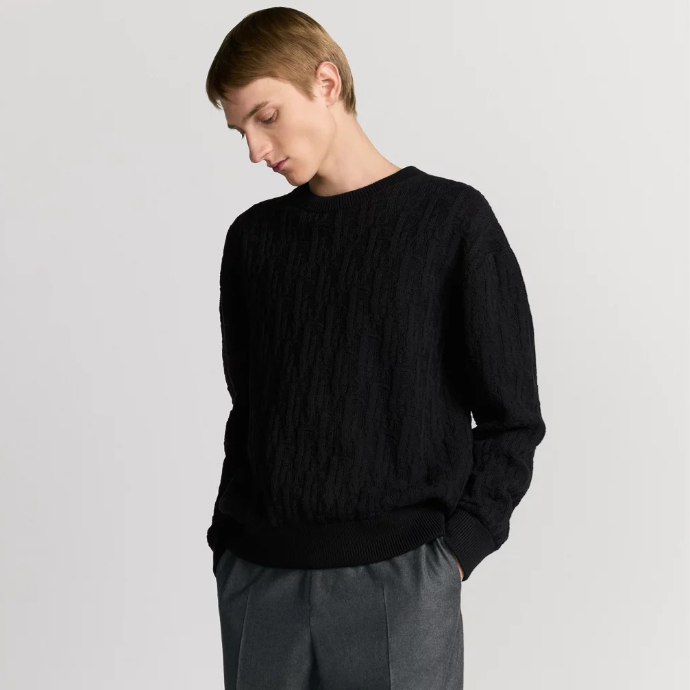 NIGO Dior Men's Fall/Winter Fashion Casual Crewneck Pullover Solid Jacquard Sweater #nigo79314