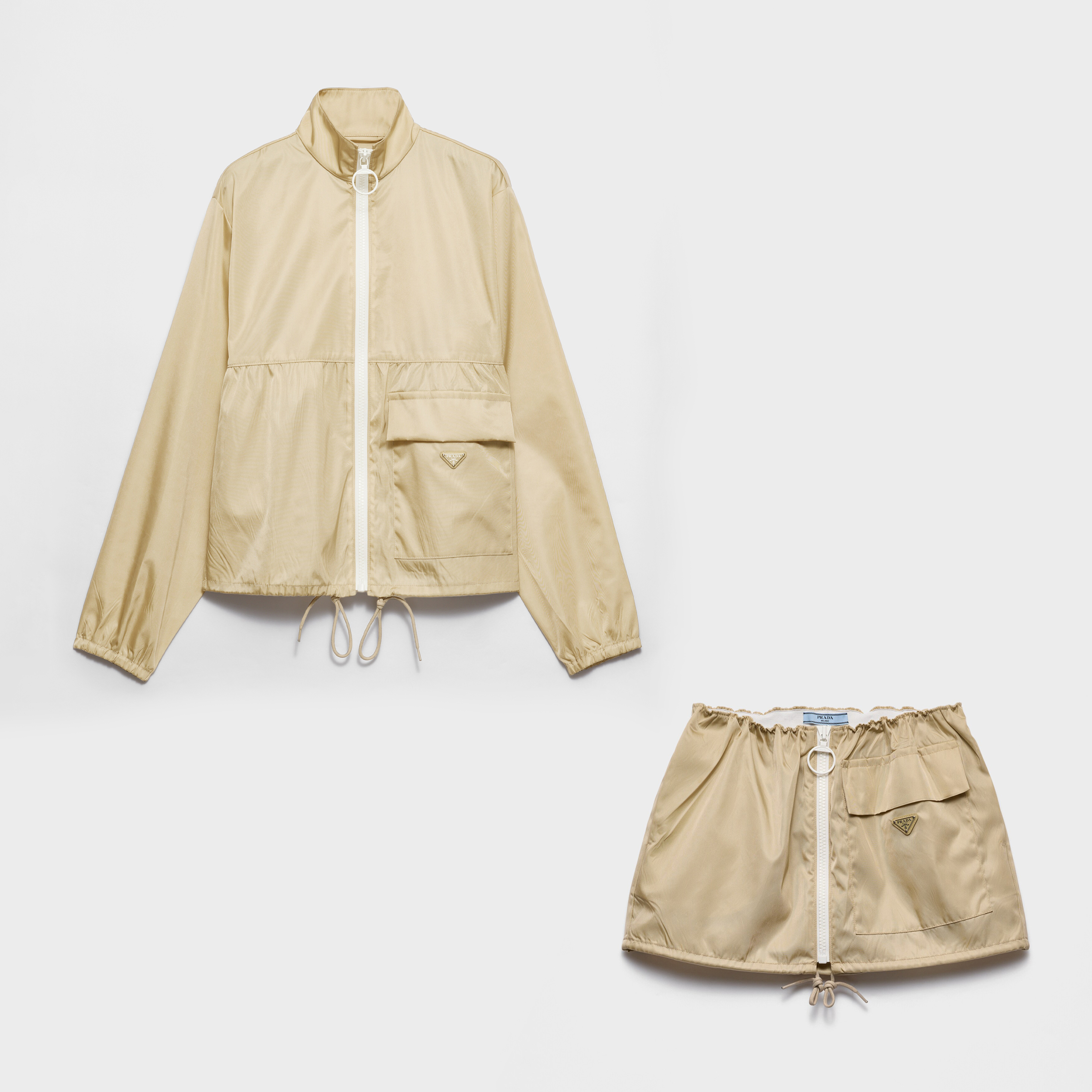 NIGO Prada Women's Spring/Fall Fashion Casual High Neck Zipper Jacket with Elastic Waist Zipper Half Skirt Suit Set #nigo79313