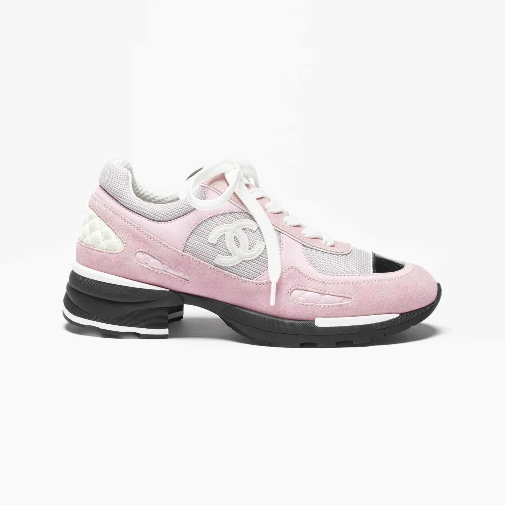 NIGO Chanel Women's Spring/fall Fashion Casual Round Toe Lace Up Chunky Heel Low Top Leather And Mesh Blend Sneakers Shoes #nigo79316