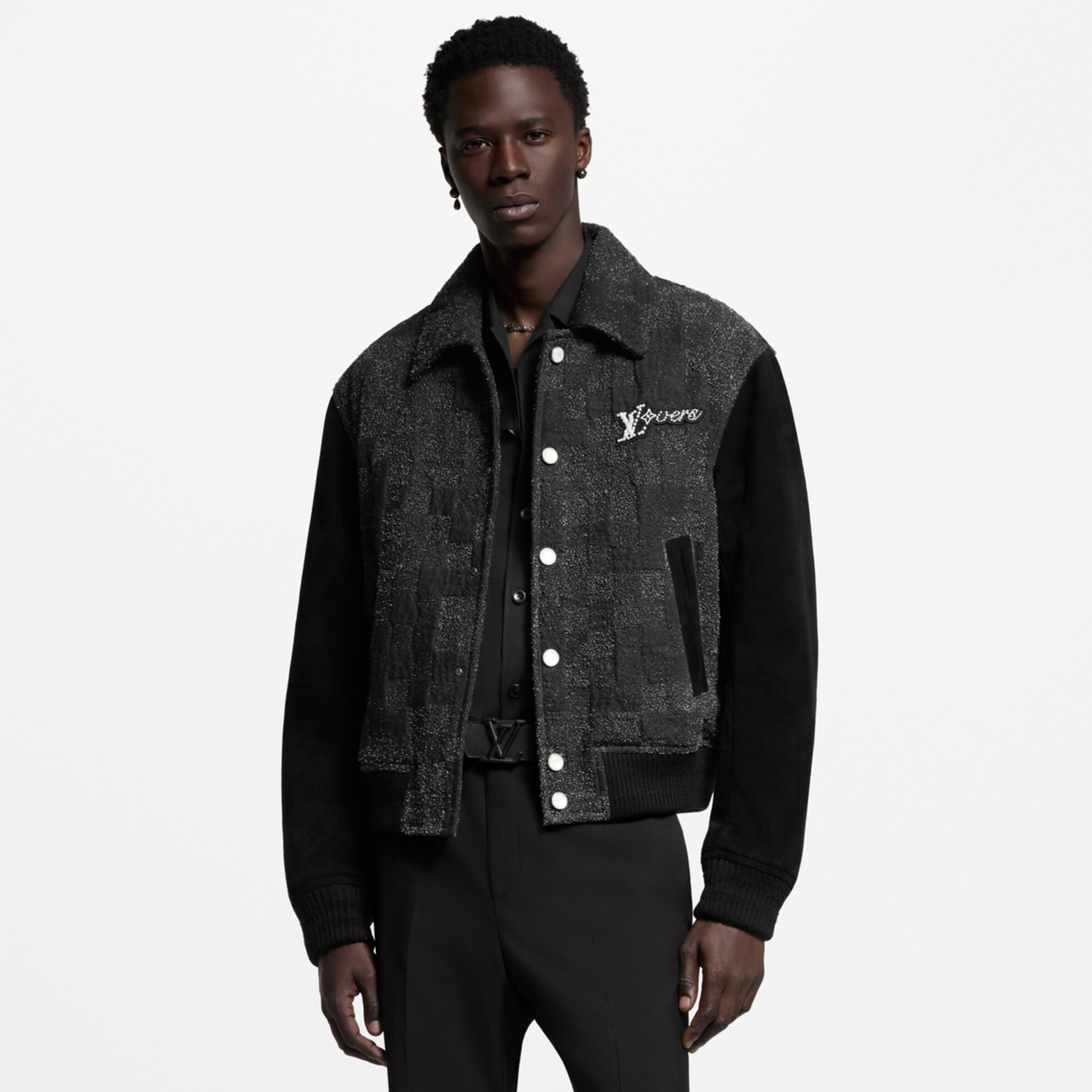 NIGO Louis Vuitton Men's Fall/Winter Fashion Casual Lapel Single Breasted Handcrafted Pearl Leather Plaid Jacket #nigo79324