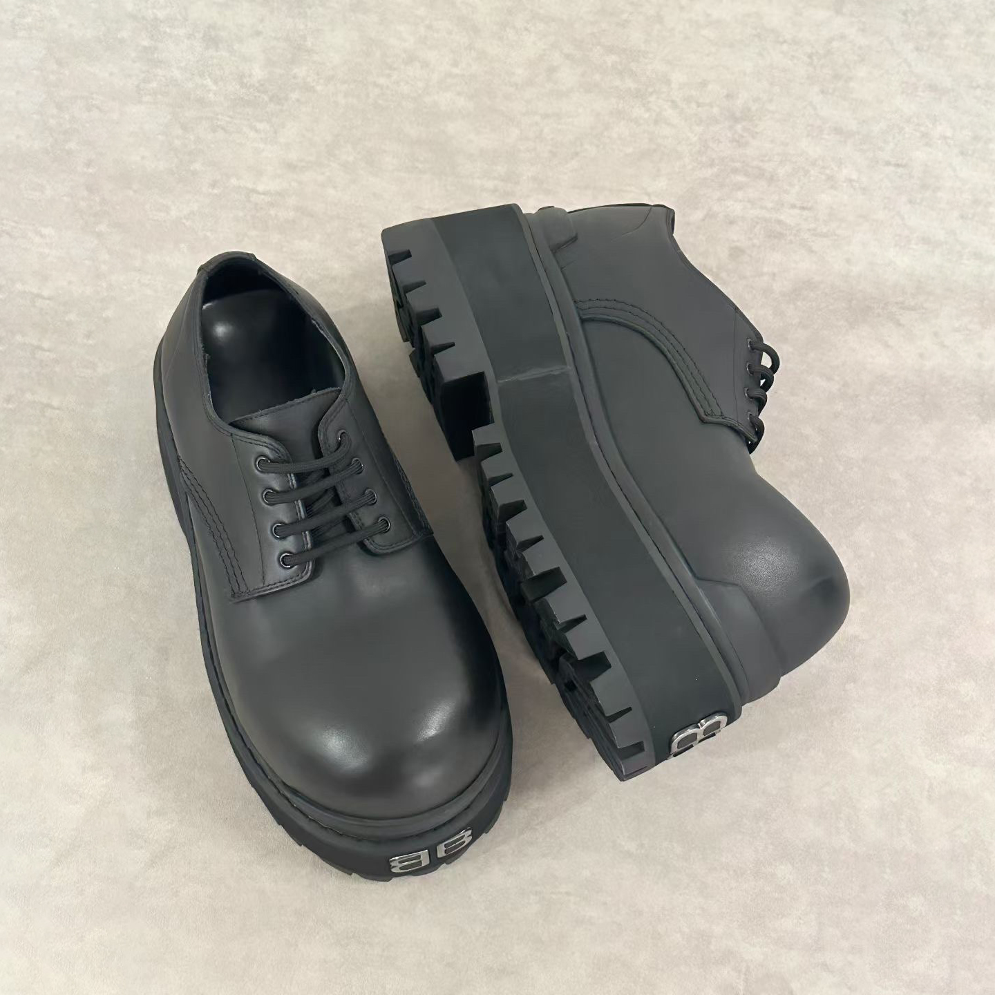 NIGO Balenciaga Men's And Women's Spring/fall Fashion Casual Chunky Sole Low Top Round Toe Lace Up Leather Derby Shoes #nigo79319