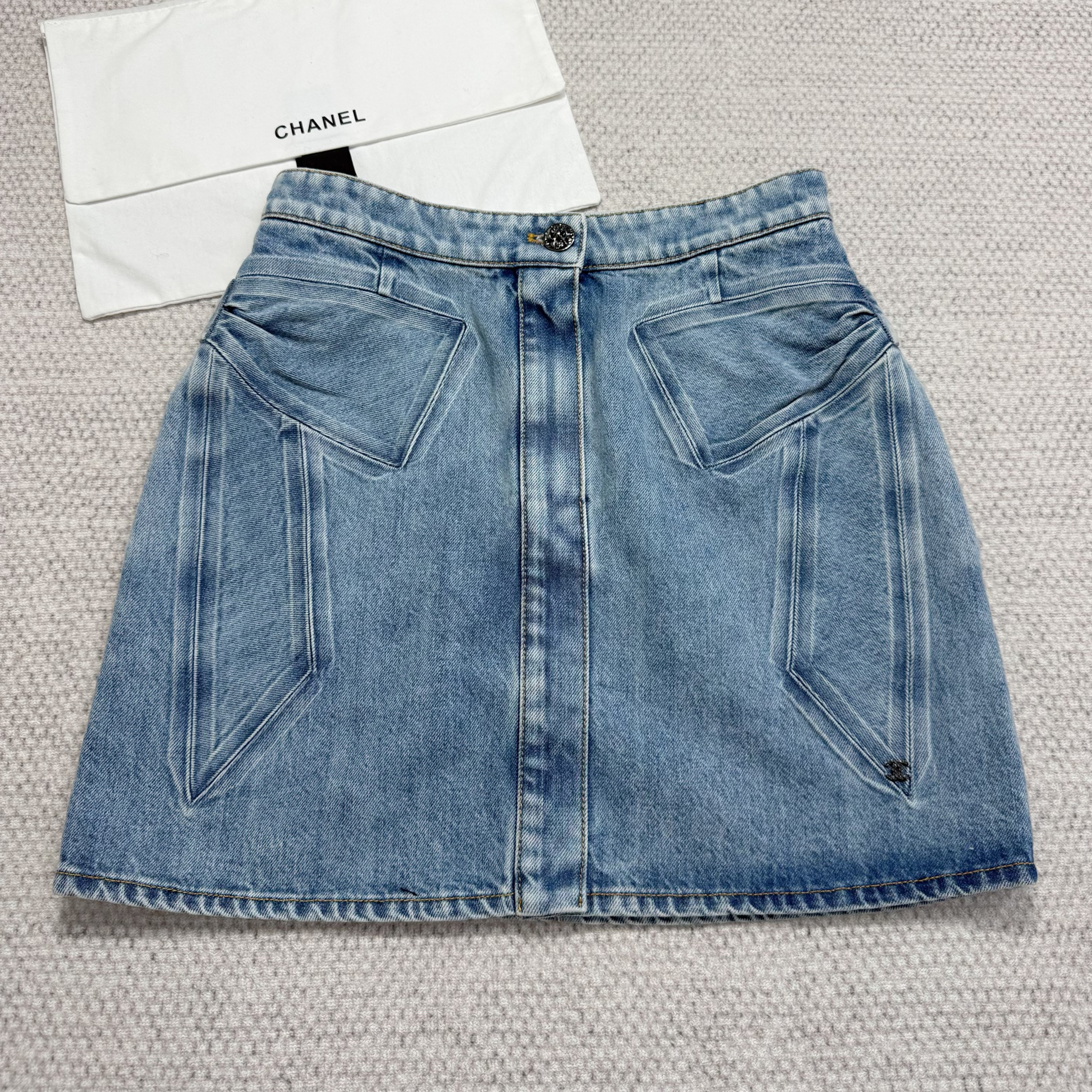 NIGO Chanel Women's Summer Cotton Bow-Tie Solid-Color Mid-Rise Denim Skirt Ngvp #nigo2589