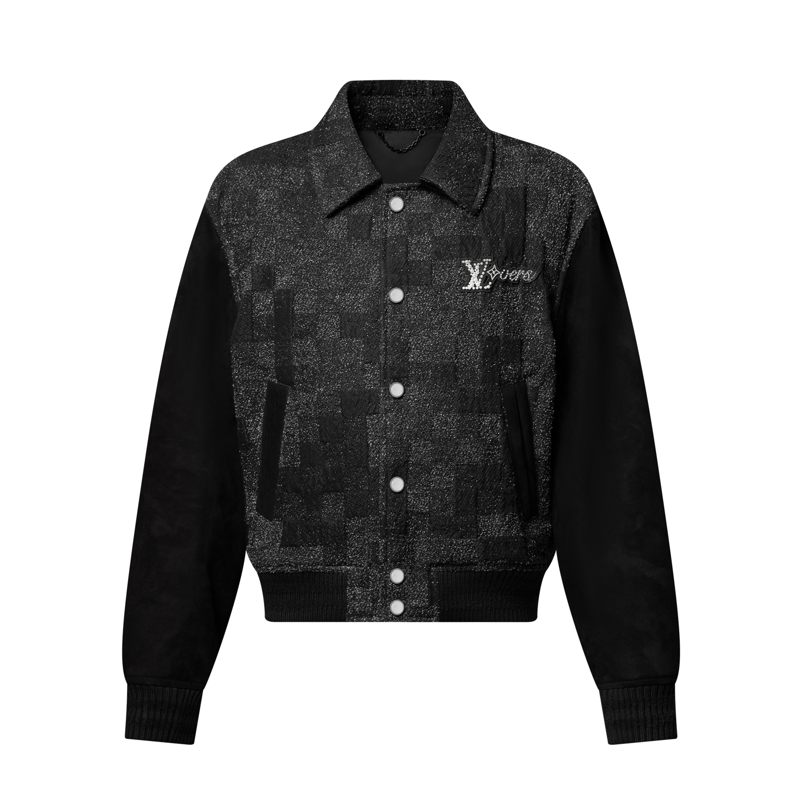 NIGO Louis Vuitton Men's Fall/Winter Fashion Casual Lapel Single Breasted Handcrafted Pearl Leather Plaid Jacket #nigo79324