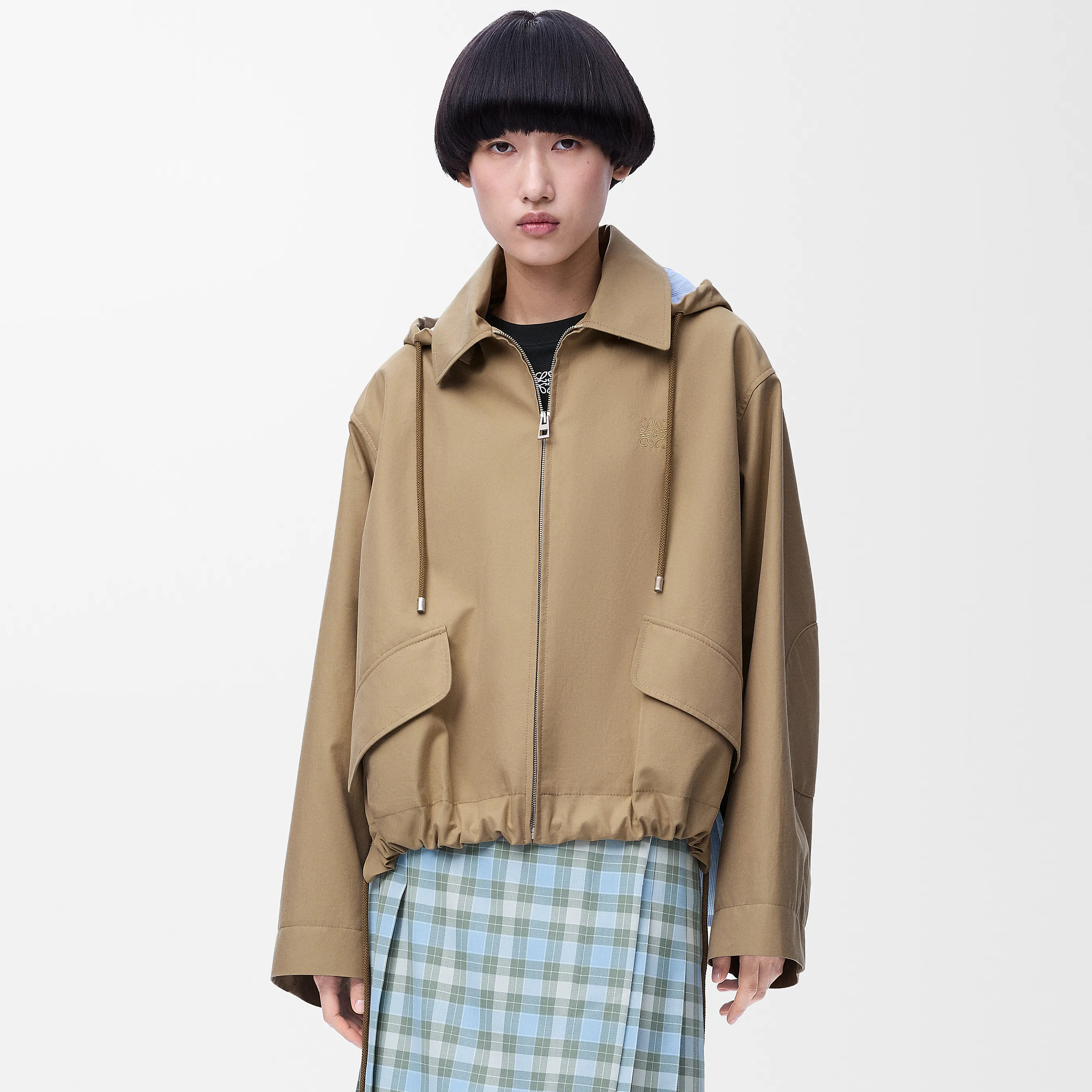 NIGO Loewe Women's Spring/Fall Fashion Classic Solid Color Lapel Zipper Logo Embroidered Waist Tapered Jacket #nigo79355