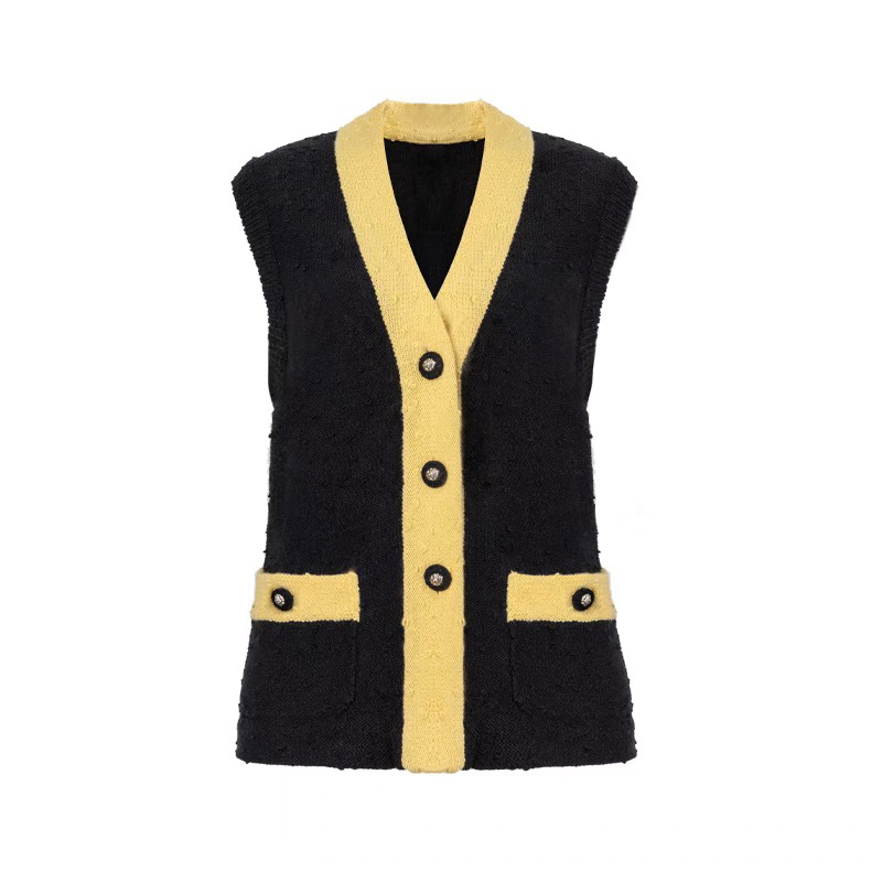 NIGO Chanel Women's Spring/Fall V-Neck Single-Button Vintage Solid-Color Wool Sleeveless Knit Vest Ngvp #nigo2594