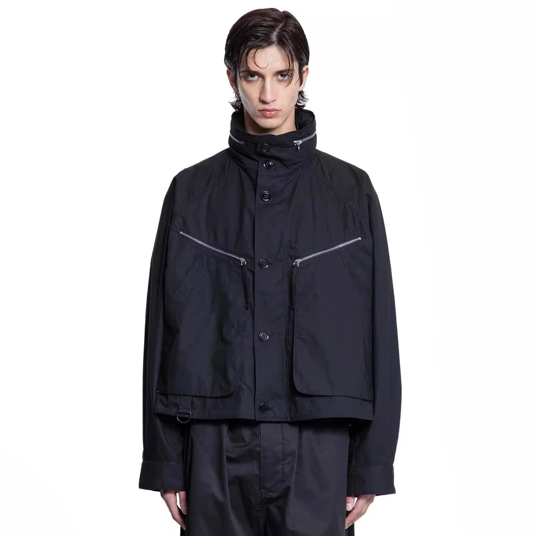 NIGO Lemaire Men's Fall And Winter Black Simple Loose Silhouette Paratrooper Workwear Zipper Jacket Tide Ngvp #nigo2636