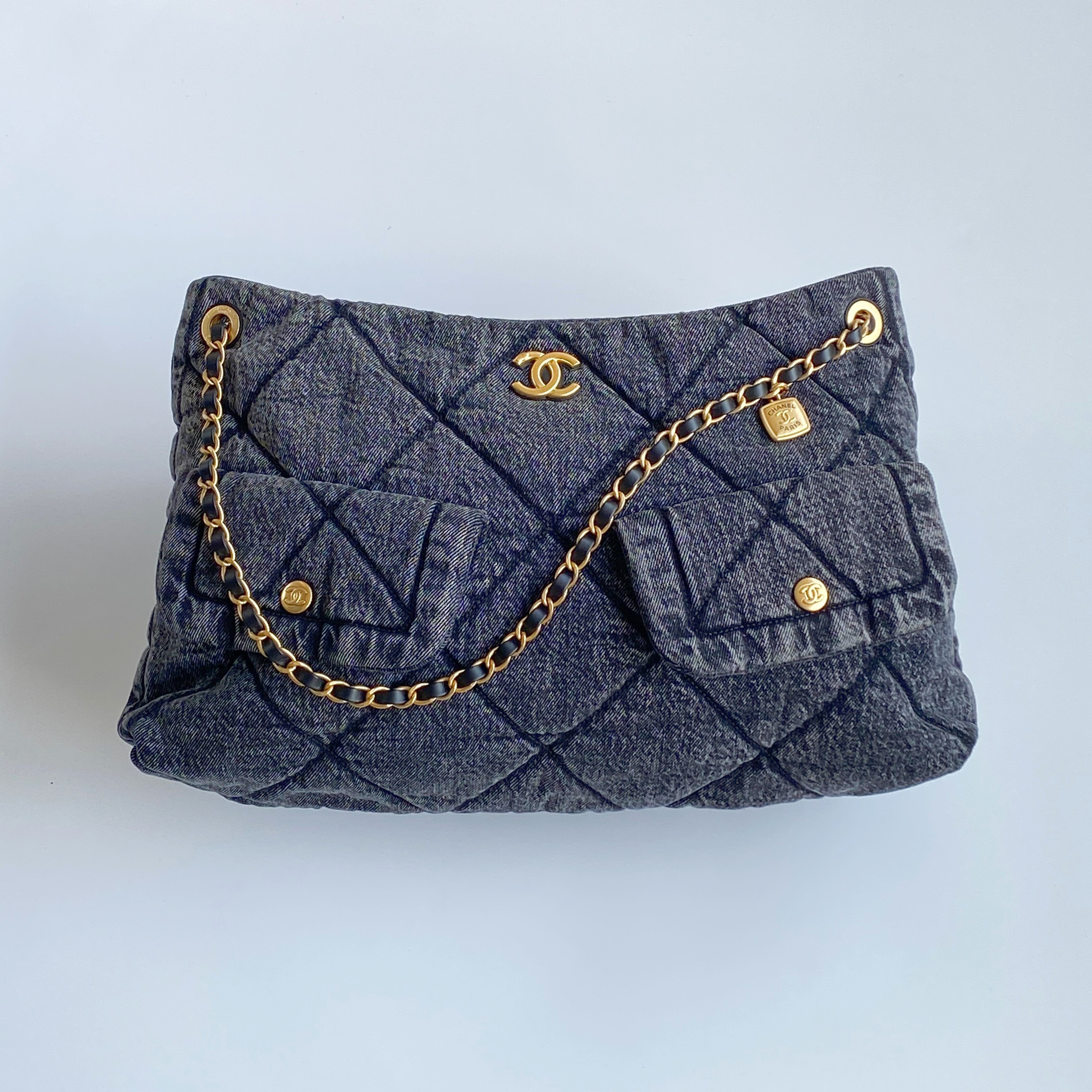 NIGO Chanel Women's Fashion Classic Solid Color Logo Denim Quilted Tote Shoulder Chain Bag Bags #nigo79349