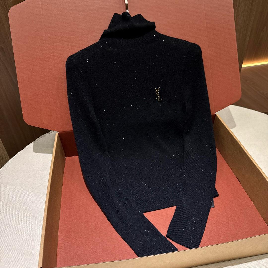 NIGO SAINT LAURENT Women's Fall/Winter Fashion Casual Solid Color Logo Slim Fit High Neck Sweater #nigo79338