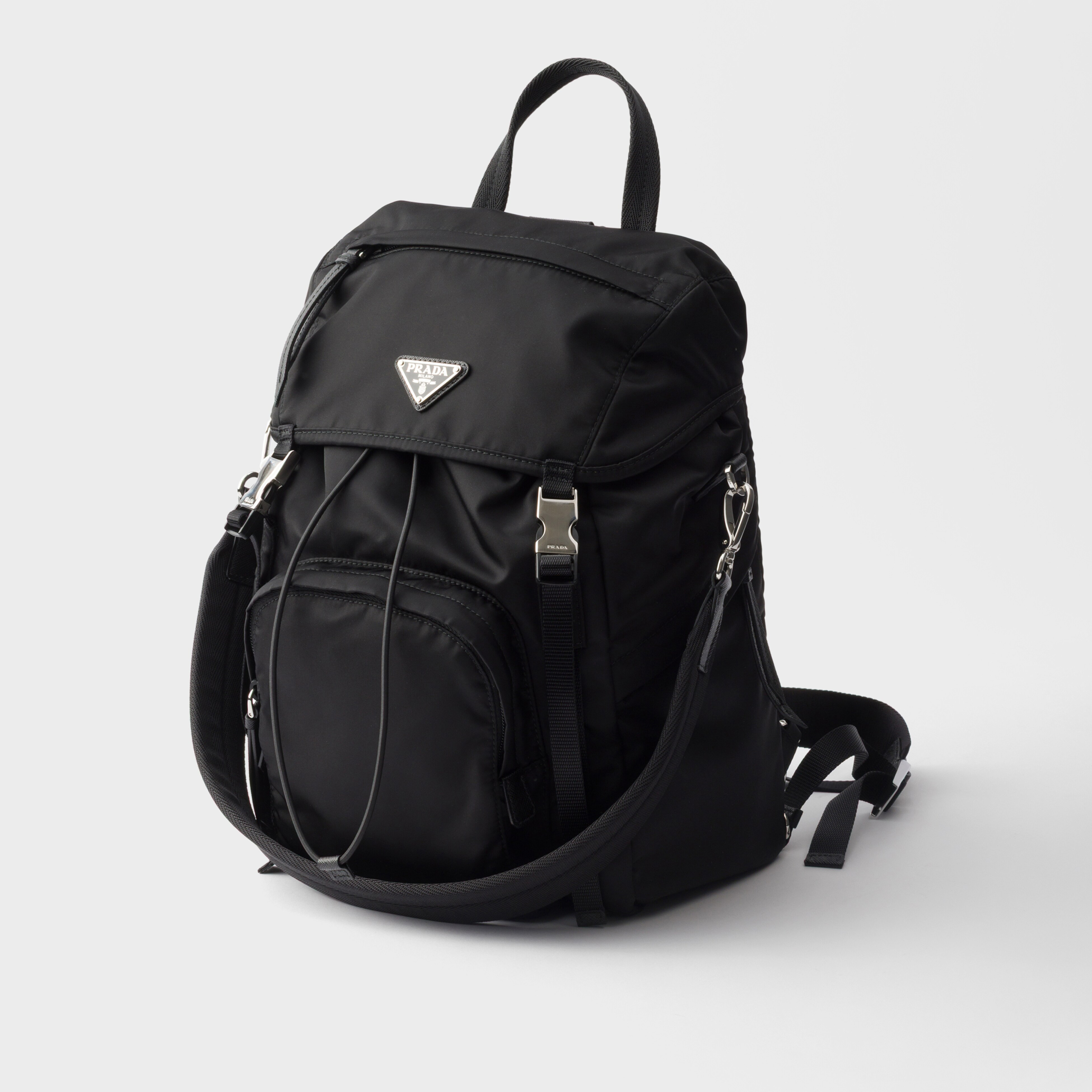 NIGO Prada Re-Nylon Men's And Women's Fashion Casual Solid Color Zipper Triangle Logo Backpack With Adjustable Straps Backpack Crossbody Bag Bags 1BZ039_RV44_F0002_V_DMM #nigo79351
