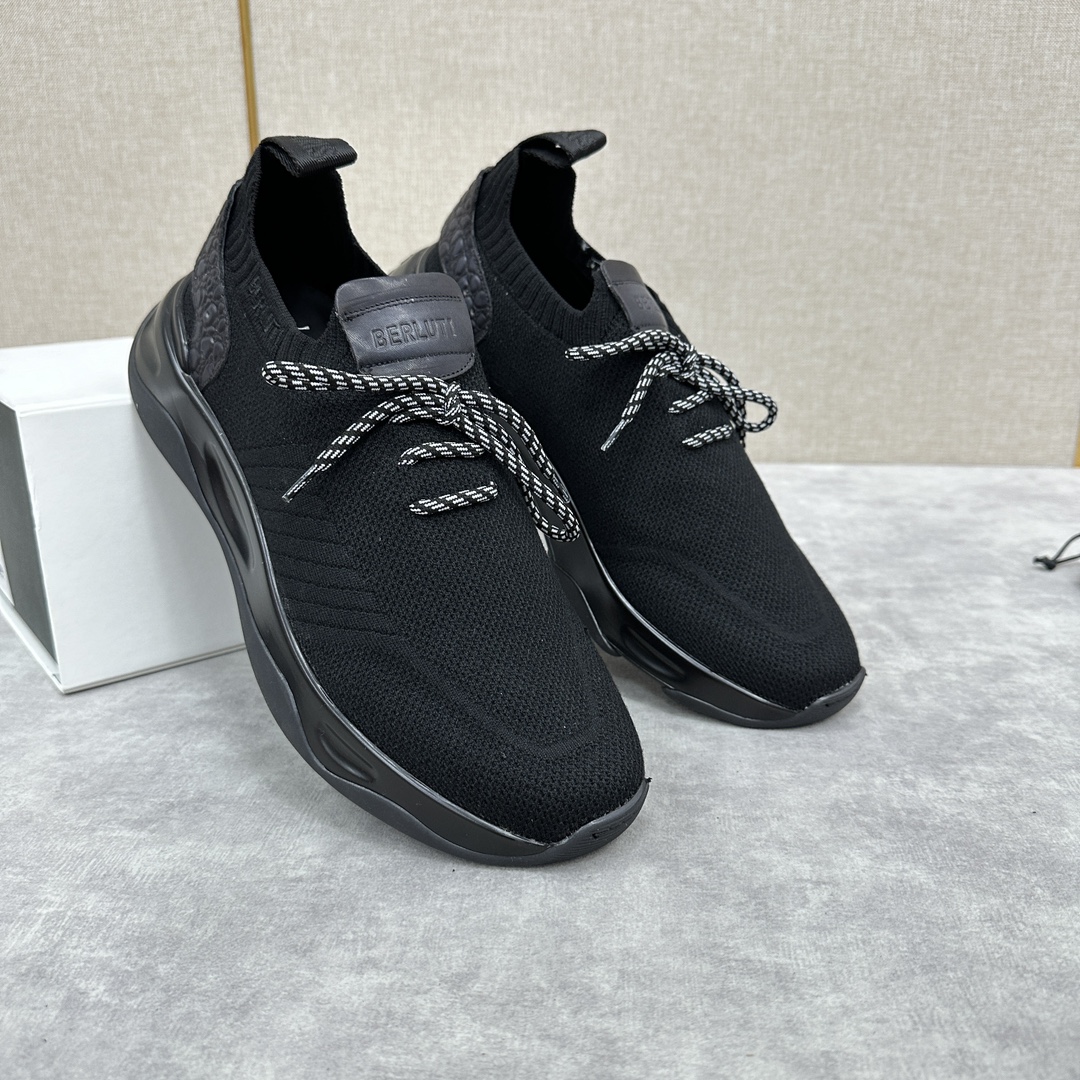 NIGO Berluti Shadow Men's Spring/Fall Fashion Casual Round Toe Lace-Up Flat Low Top Flyknit Sneakers Shoes #nigo79358