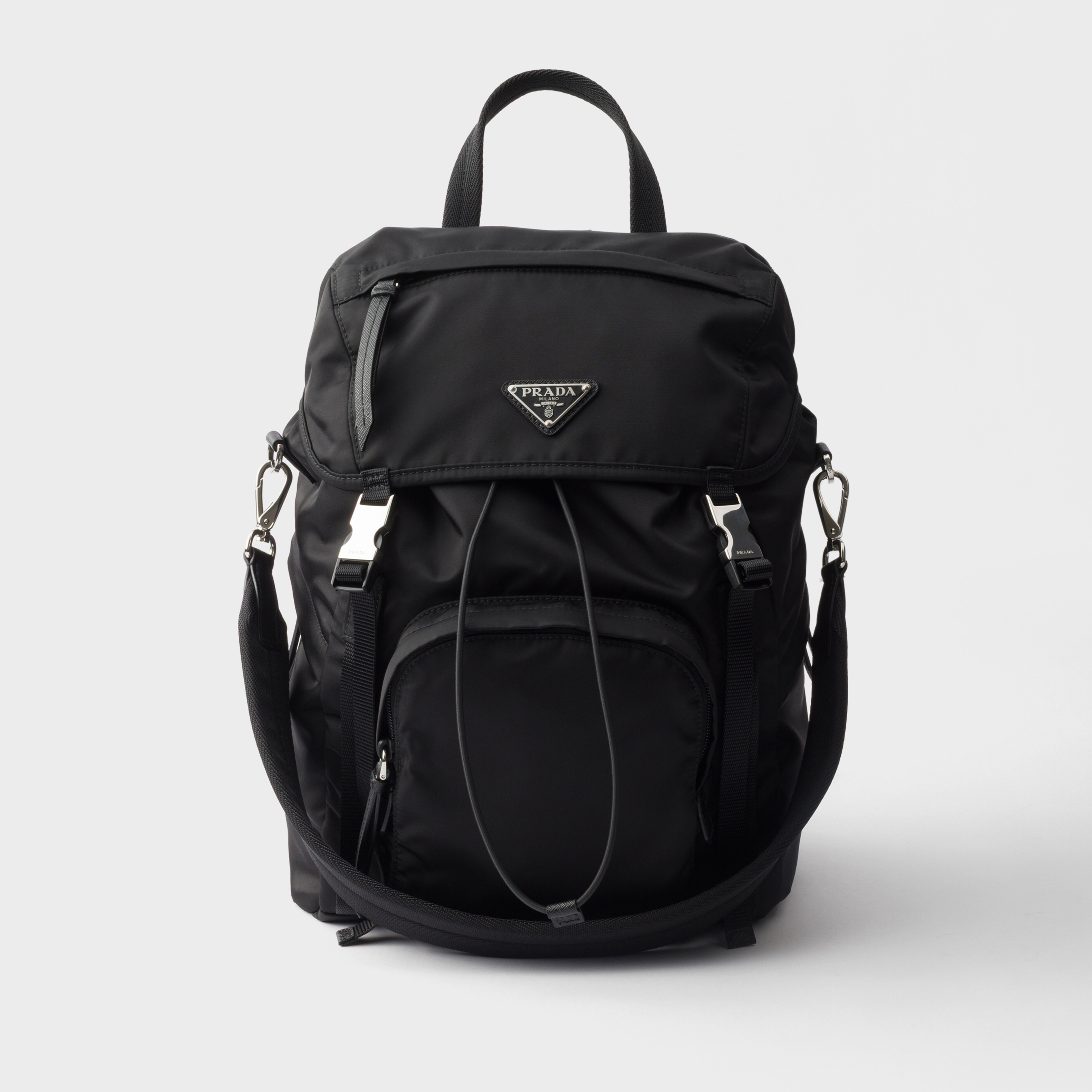 NIGO Prada Re-Nylon Men's And Women's Fashion Casual Solid Color Zipper Triangle Logo Backpack With Adjustable Straps Backpack Crossbody Bag Bags 1BZ039_RV44_F0002_V_DMM #nigo79351