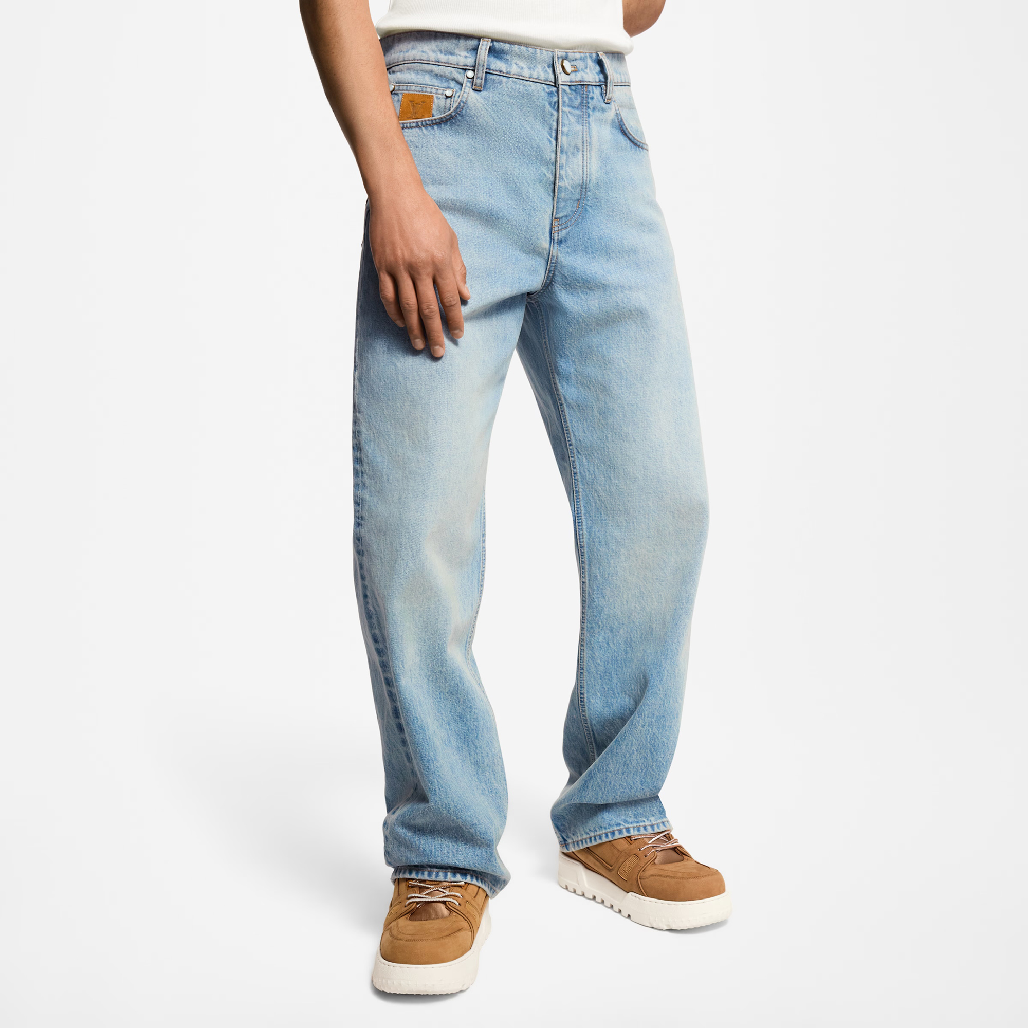 NIGO Louis Vuitton Men's Spring/Autumn Solid Color Embroidered Logo Pocket Jeans Pants #nigo77221