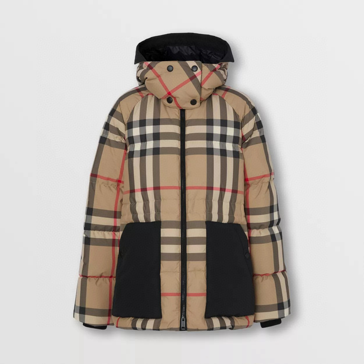 NIGO Burberry Fashion Casual High Neck Hooded Zipper Plaid Detachable Hood Plaid Recycled Polyester Down Jacket #nigo79372