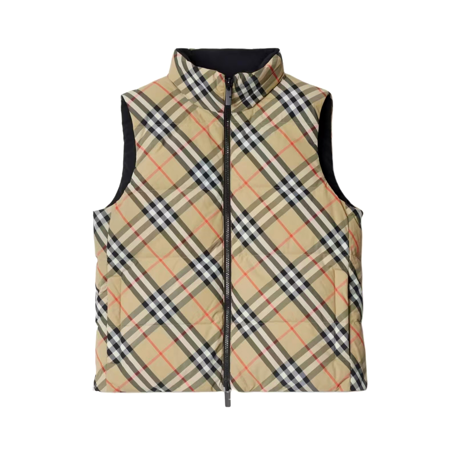 NIGO Burberry Men's And Women's Fall/winter Fashion Casual Stand Collar Zipper Checkered Reversible Double Sided Checkered Nylon Padded Vest #nigo79369