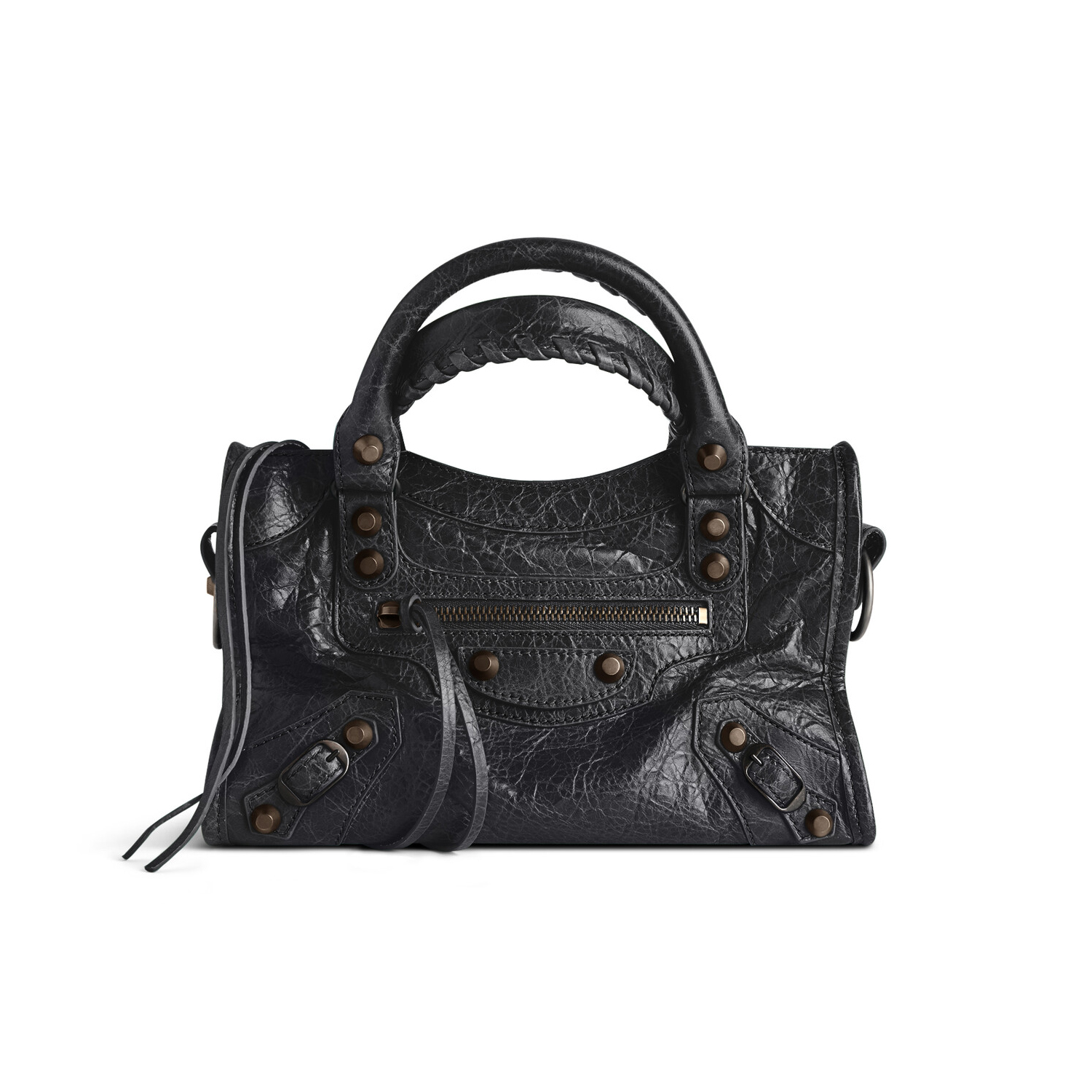 NIGO Balenciaga LE CITY Women's Fashion Classic Leather Solid Color Vintage Zipper Tote Bag Biker Bag Shoulder Bag Crossbody Bag Bags 8114422ABEK5723 #nigo79386