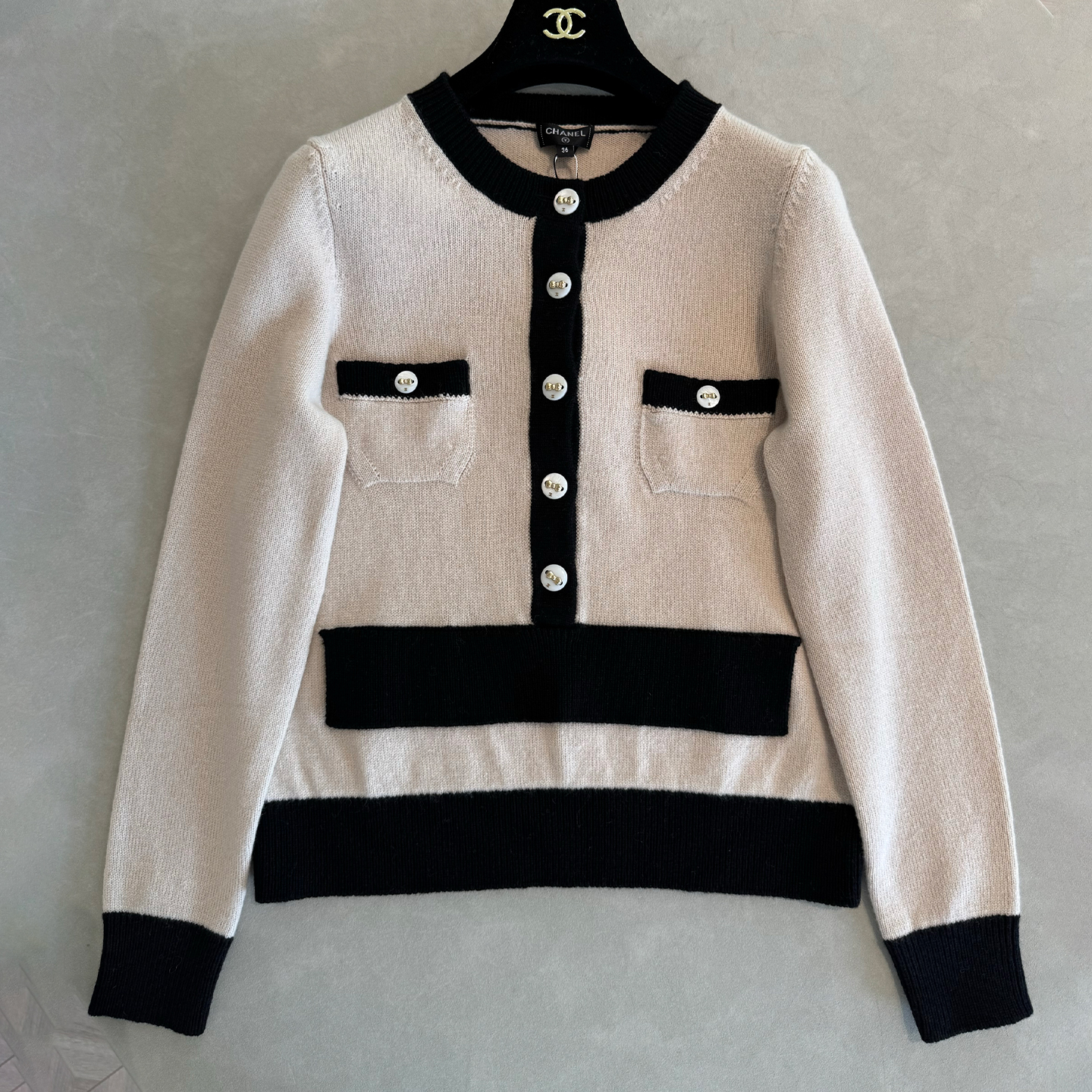 NIGO Chanel Women's Color-Blocked Round-Neck Button-Up Long-Sleeve Cashmere Cardigan Spring/Fall High-Street Skirt Suit Set Ngvp #nigo2711