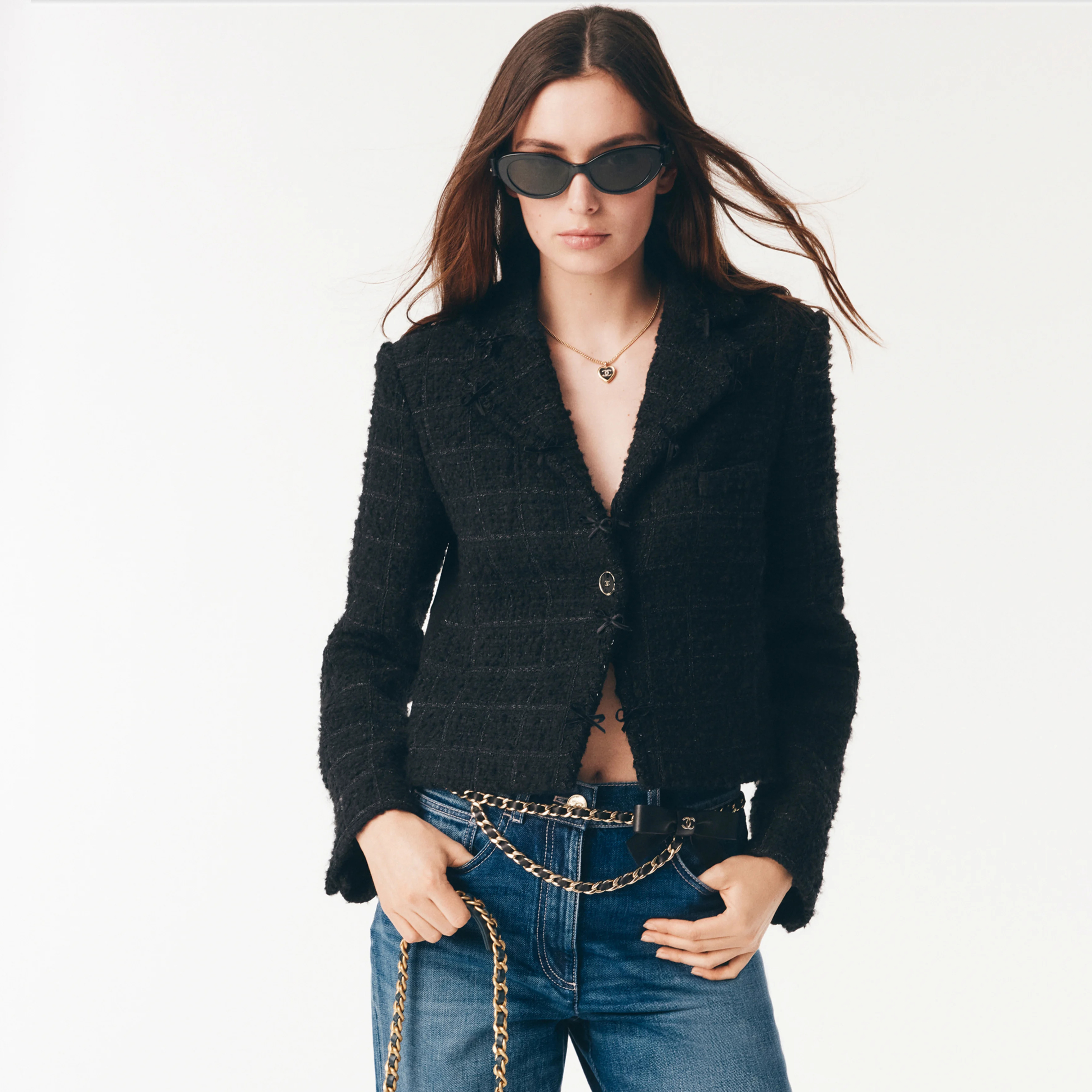 NIGO Chanel Women's Fall/Winter Tweed Blazer with Lapel and Single-Button Fastening Retro High-Street Long-Sleeve Jacket Ngvp #nigo2599