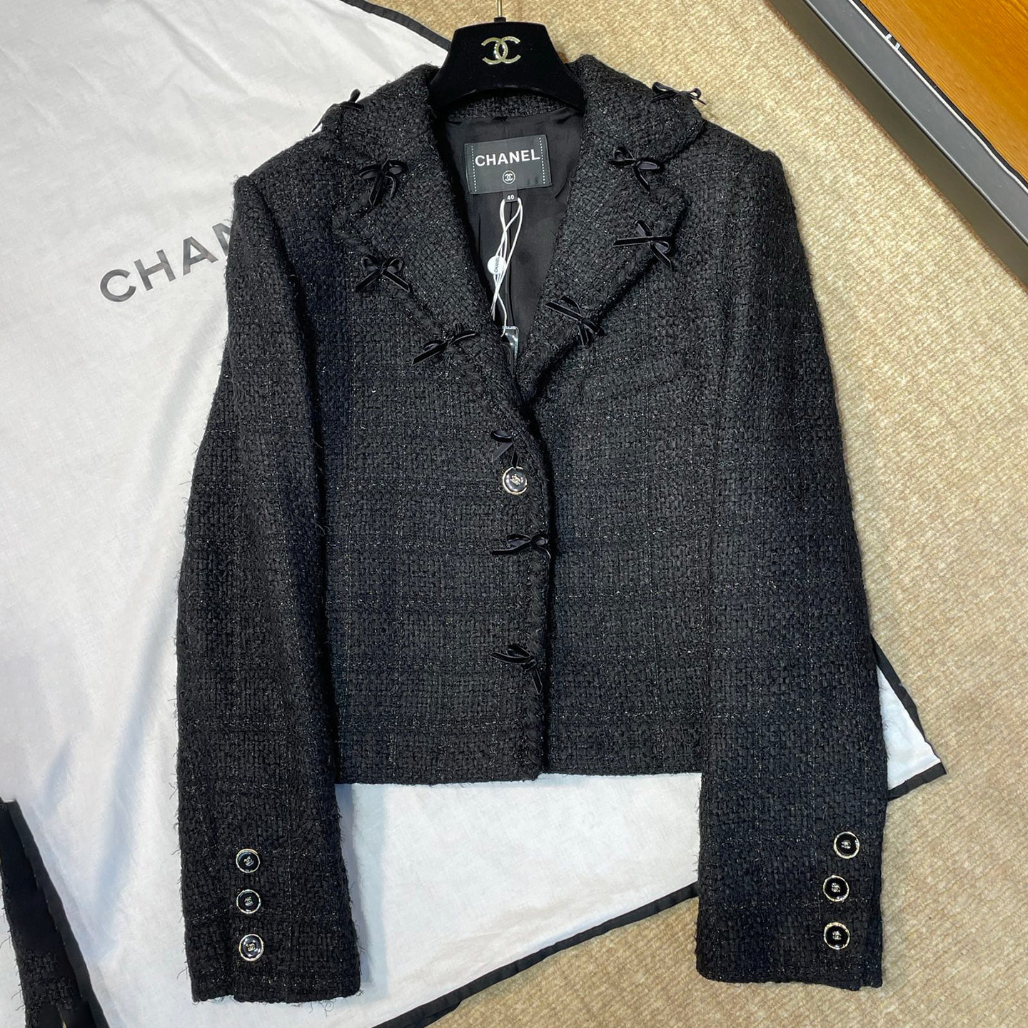 NIGO Chanel Women's Fall/Winter Tweed Blazer with Lapel and Single-Button Fastening Retro High-Street Long-Sleeve Jacket Ngvp #nigo2599