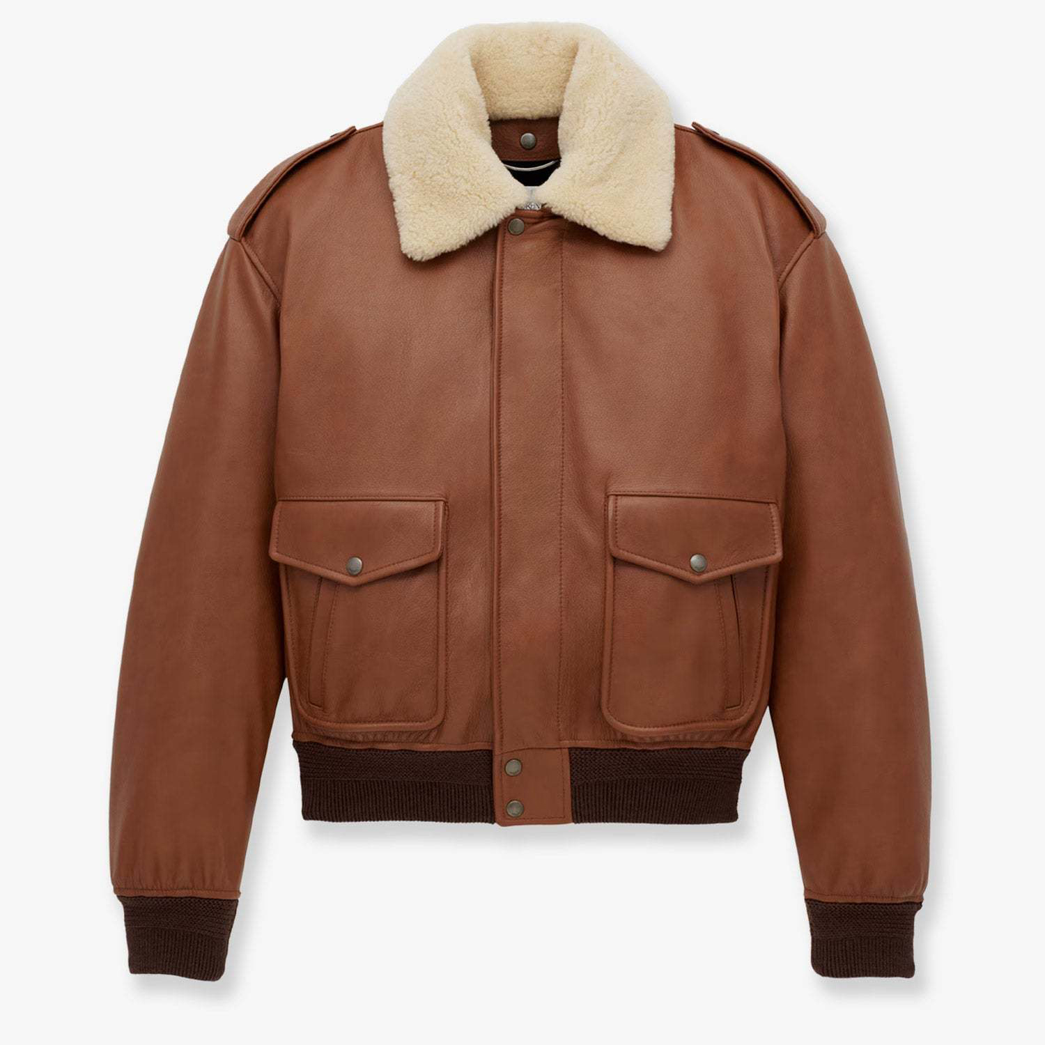 NIGO SAINT LAURENT Women's Autumn And Winter Luxury Leather Coat Hair Collar Pilot Jacket Leather Coat Jacket Fashion Temperament Elegant Short Black Aged Leather Jacket Ngvp #nigo2643