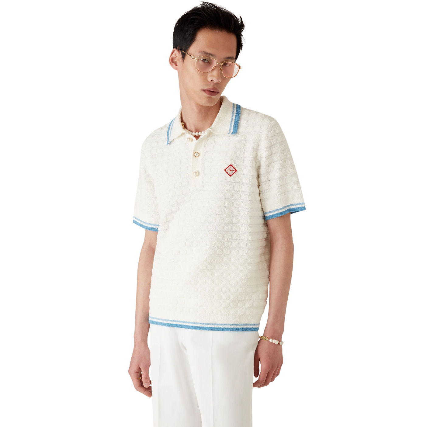 NIGO Casablanca Men's Fall/Winter Fashion Casual 100% Cotton Block Knit Polo Shirt T-Shirt #nigo79414