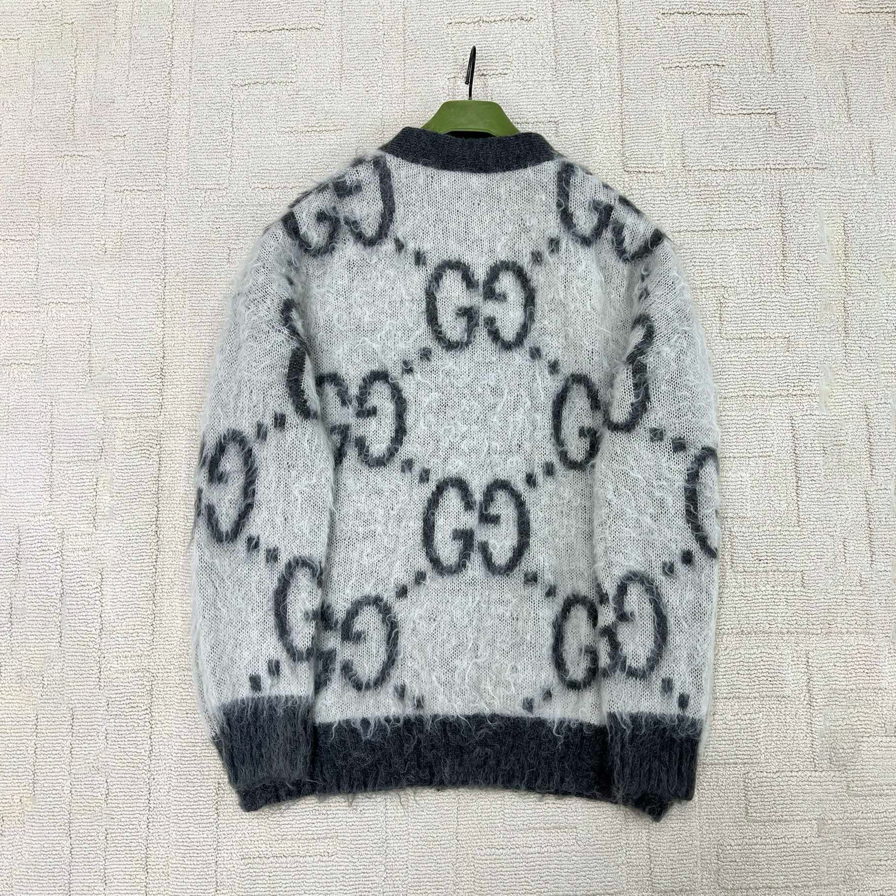 NIGO Gucci  Men's And Women's Fall/Winter Fashion Casual V-Neck Single Button Logo Classic Print Mohair Knit Cardigan #nigo79418