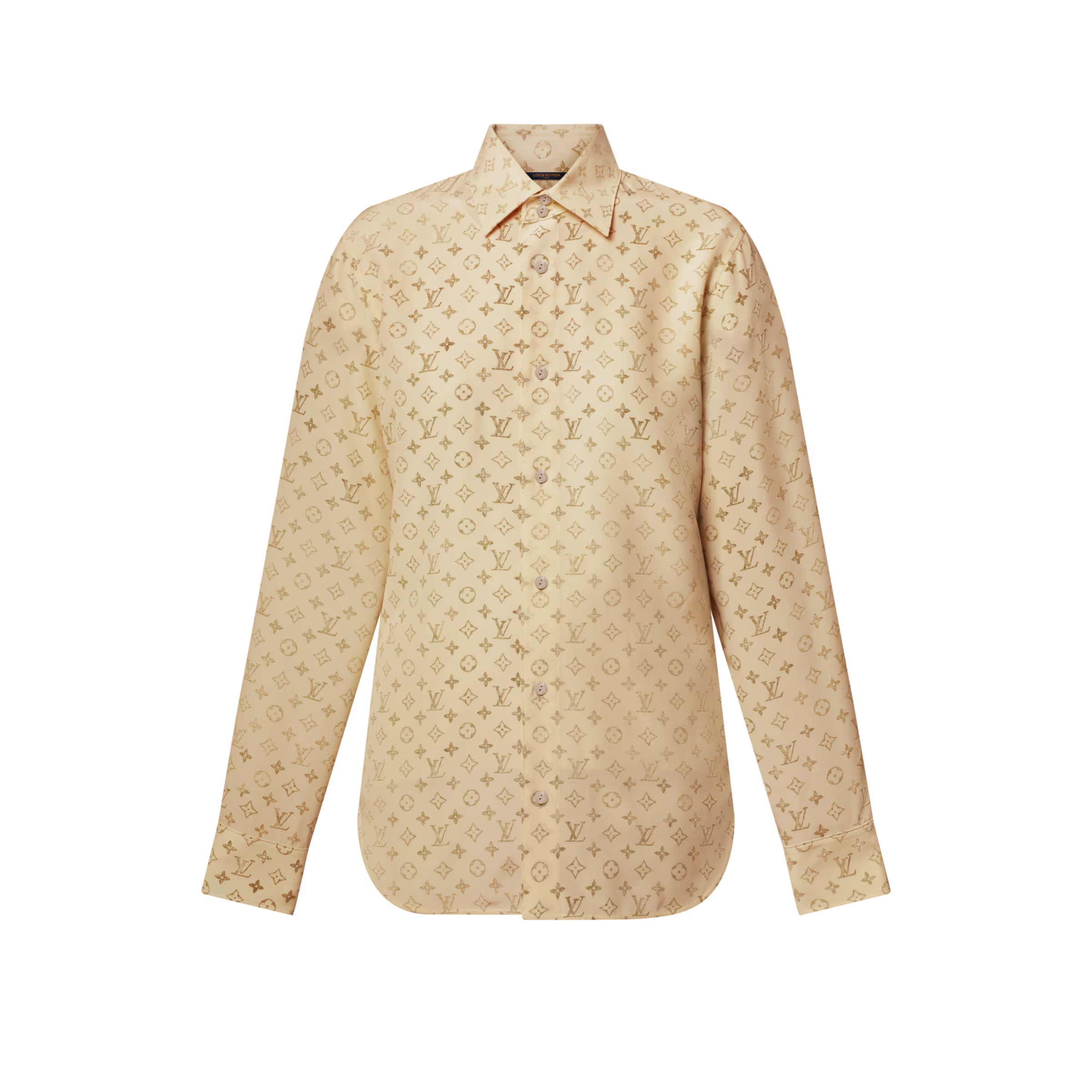 NIGO Louis Vuitton MONOGRAM Women's Spring/Fall Fashion Casual Collared Single Breasted Classic Printed Silk Long Sleeve Shirt Elastic Waist Single Breasted Silk All Over Print Long Skirt Skirt Suit Set #nigo79412