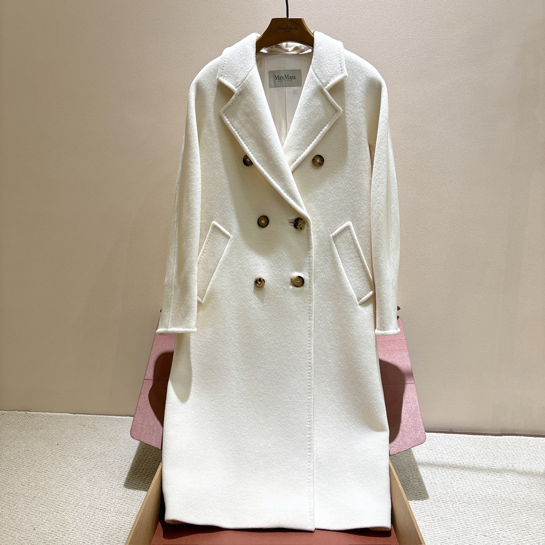 NIGO MaxMara Women's Fall/Winter Fashion Classic Solid Color V Neck Single Breasted Long Sleeve Mid Length Coat Jacket #nigo79426