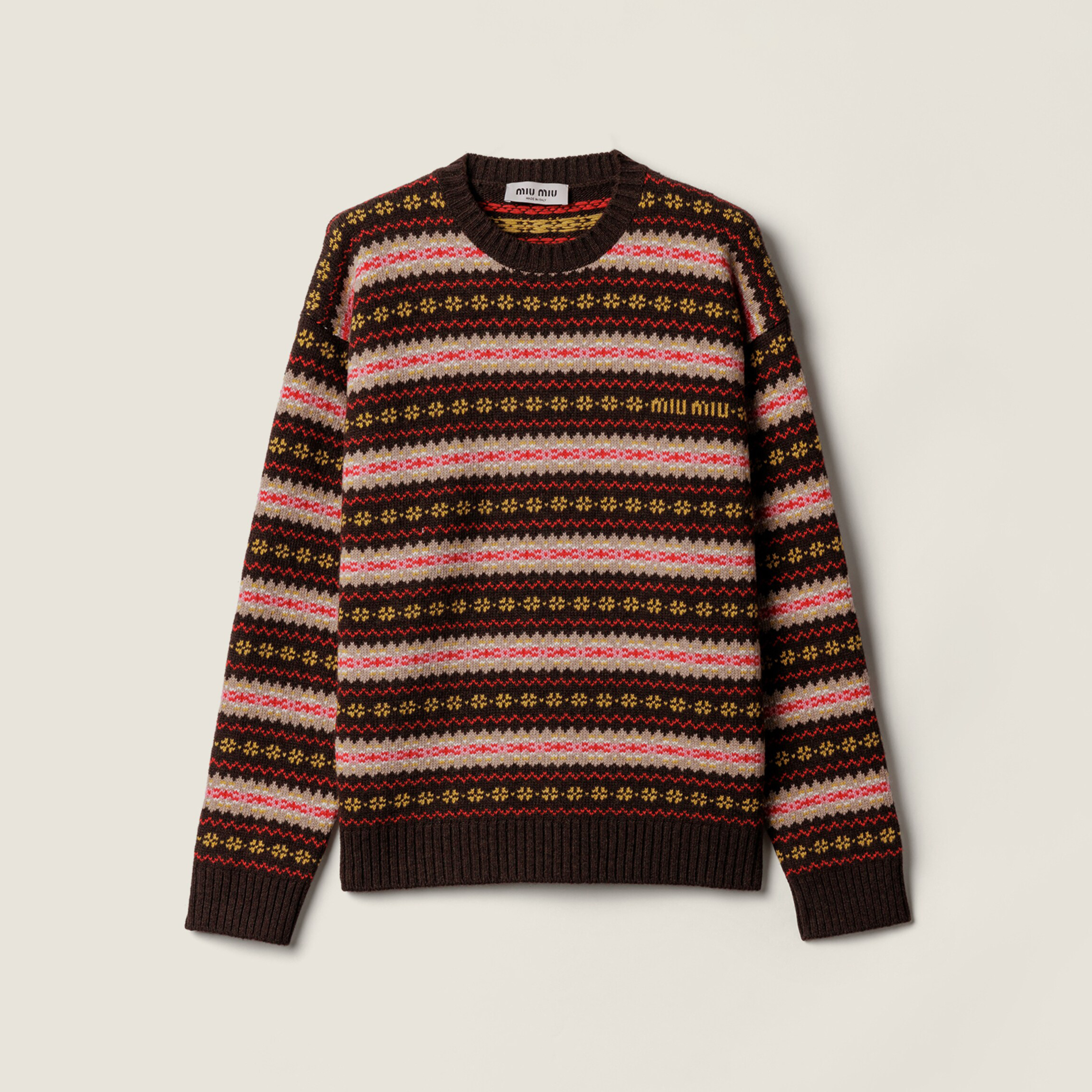 NIGO MiuMiu Women's Spring/Fall Fashion Casual Crew Neck Sweater Set with Striped Fair Isle Jacquard Wool Knit Sweater #nigo79425