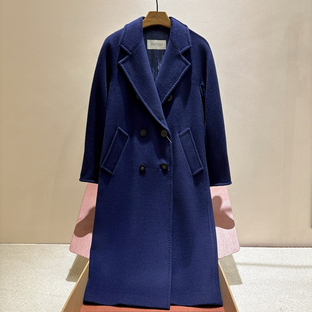 NIGO MaxMara Women's Fall/Winter Fashion Classic Solid Color V Neck Single Breasted Long Sleeve Mid Length Coat Jacket #nigo79426