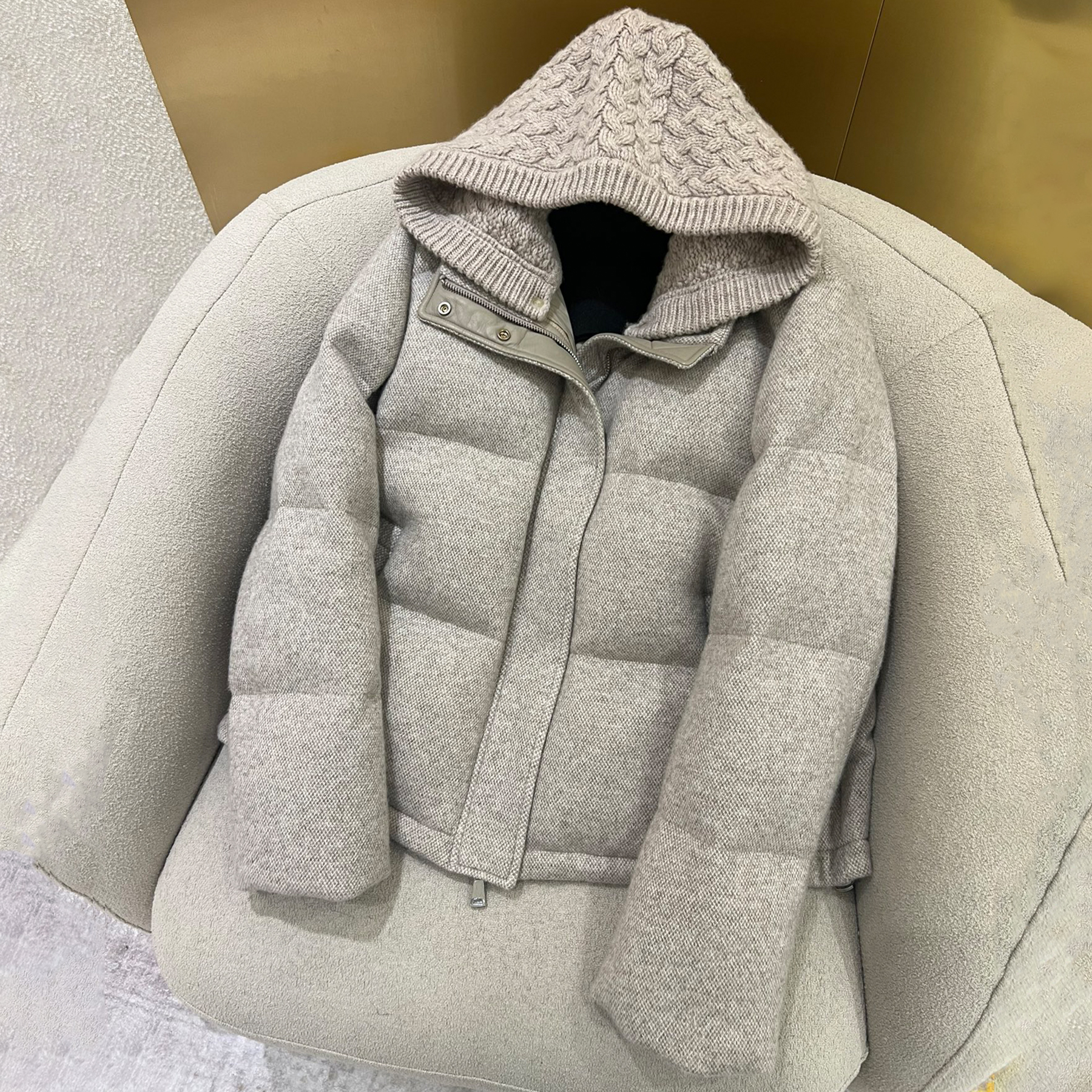 NIGO Loro Piana Women's Autumn And Winter Wool Cashmere Goose Down Jacket Soft And Comfortable Removable Hat Zipper Long Sleeve Hooded Jacket Ngvp #nigo2649