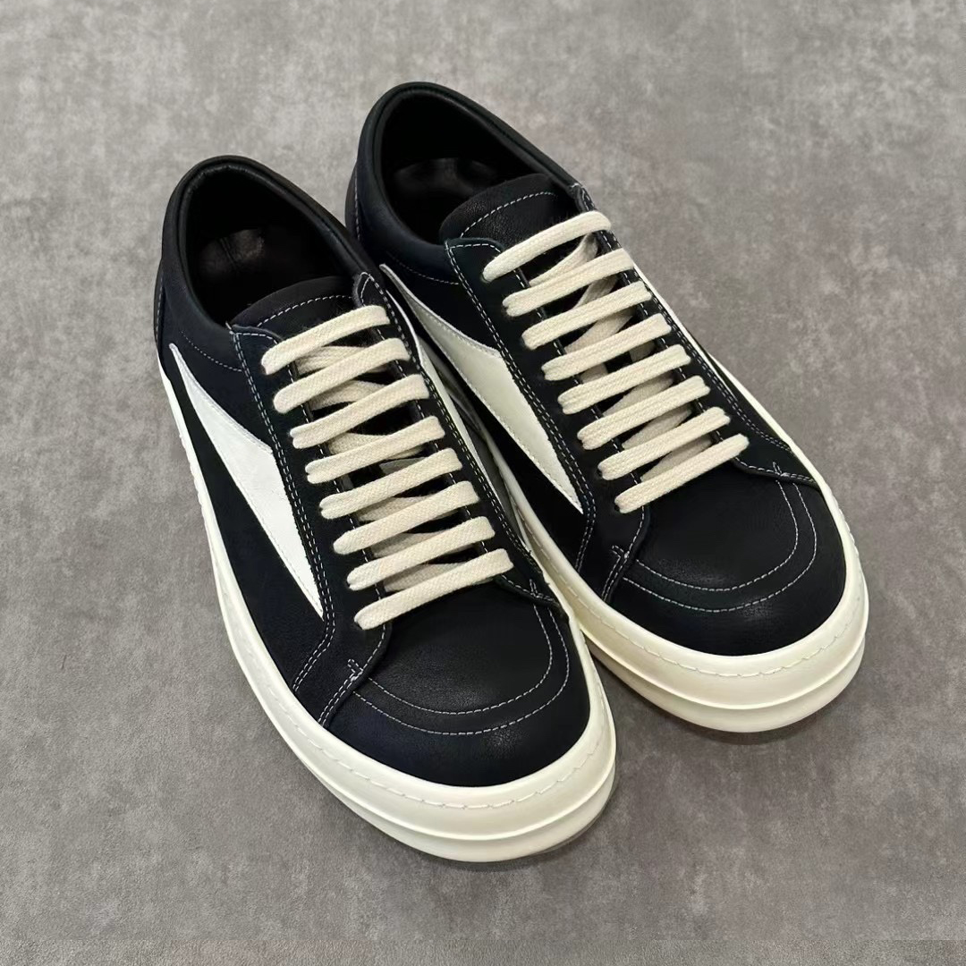 NIGO Rick Owens Men's And Women's Spring/Fall Fashion Casual Round Toe Lace Up Color Block Flat Low Top Sneakers Shoes #nigo79449