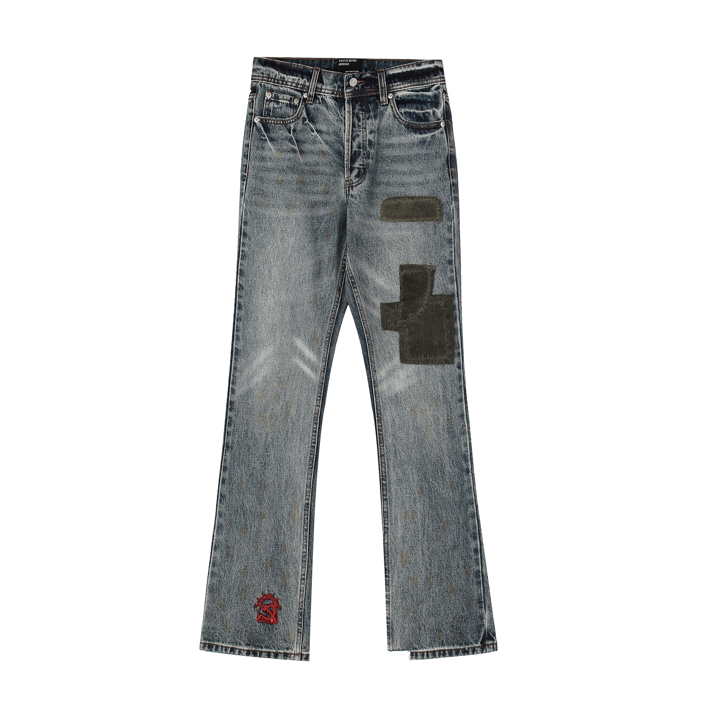 NIGO Enfants Riches Deprimes Men's & Women's Four-Season Distressed Patchwork Embroidered Mid-Rise Flared Jeans Casual Solid-Color Denim Pants Ngvp #nigo2715